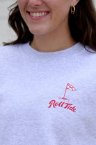 Big Al Golf Cart Front with a Golf Flag and Red "Roll Tide" Script