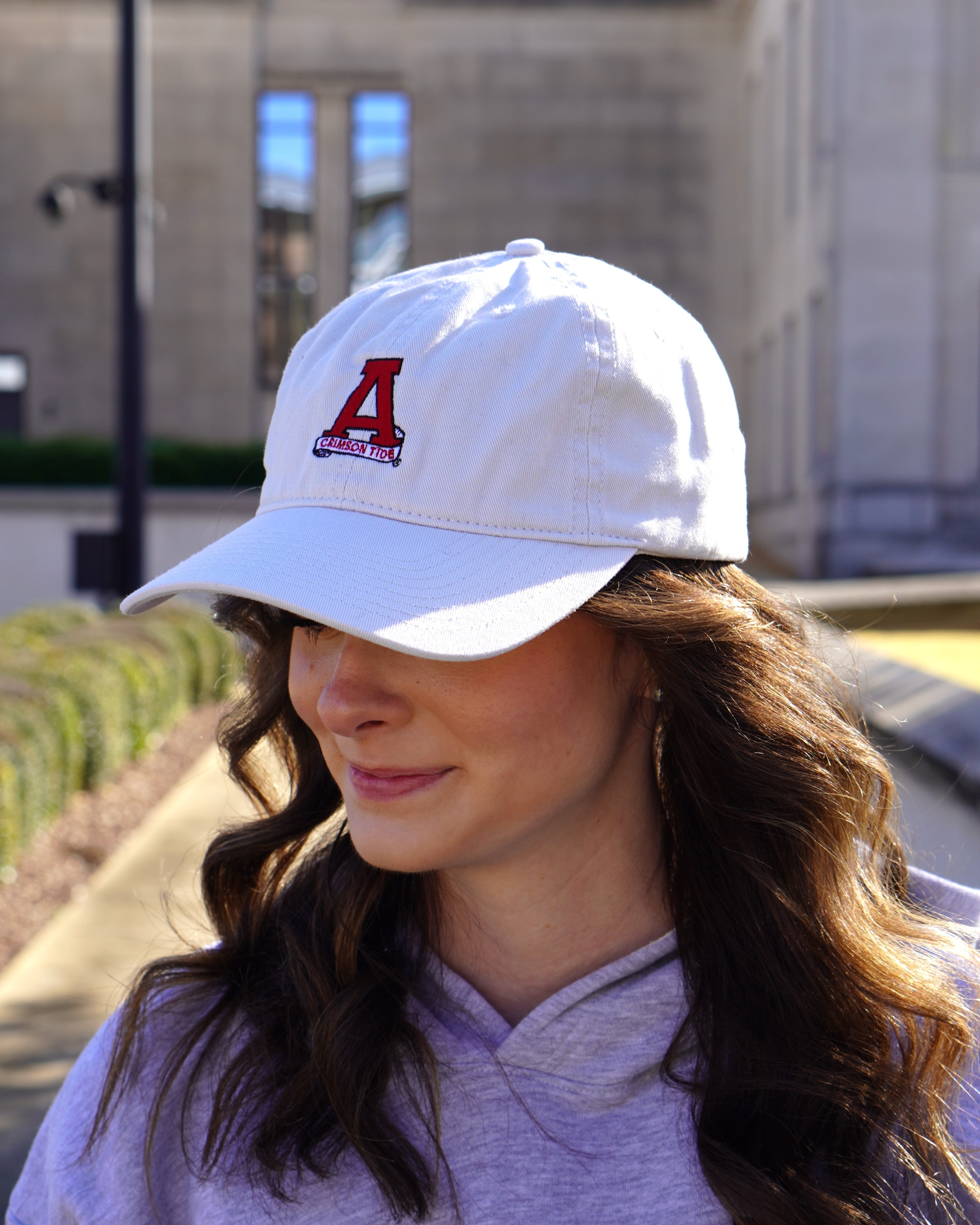 University of Alabama White Dad Hat with Red Block A embroidery