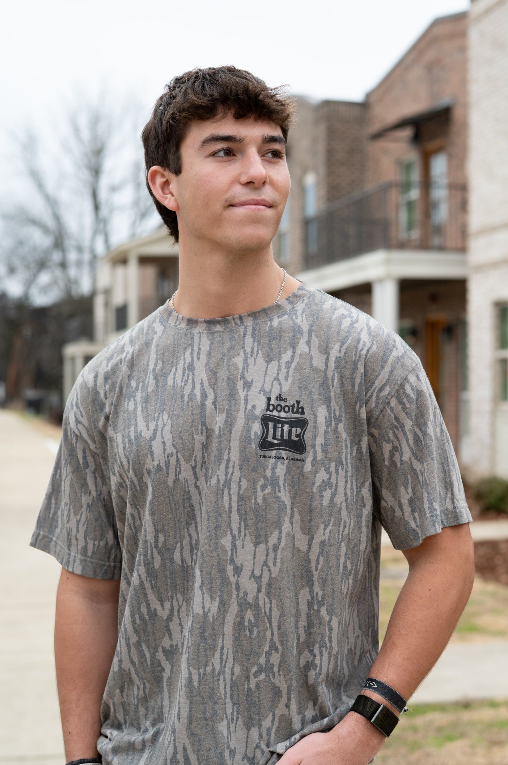 The Booth Camo T-Shirt with Black The Booth Logo on the Chest and the Back