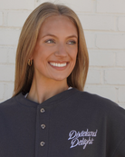 University of Alabama Black Henley with White Dixieland Delight embroidery