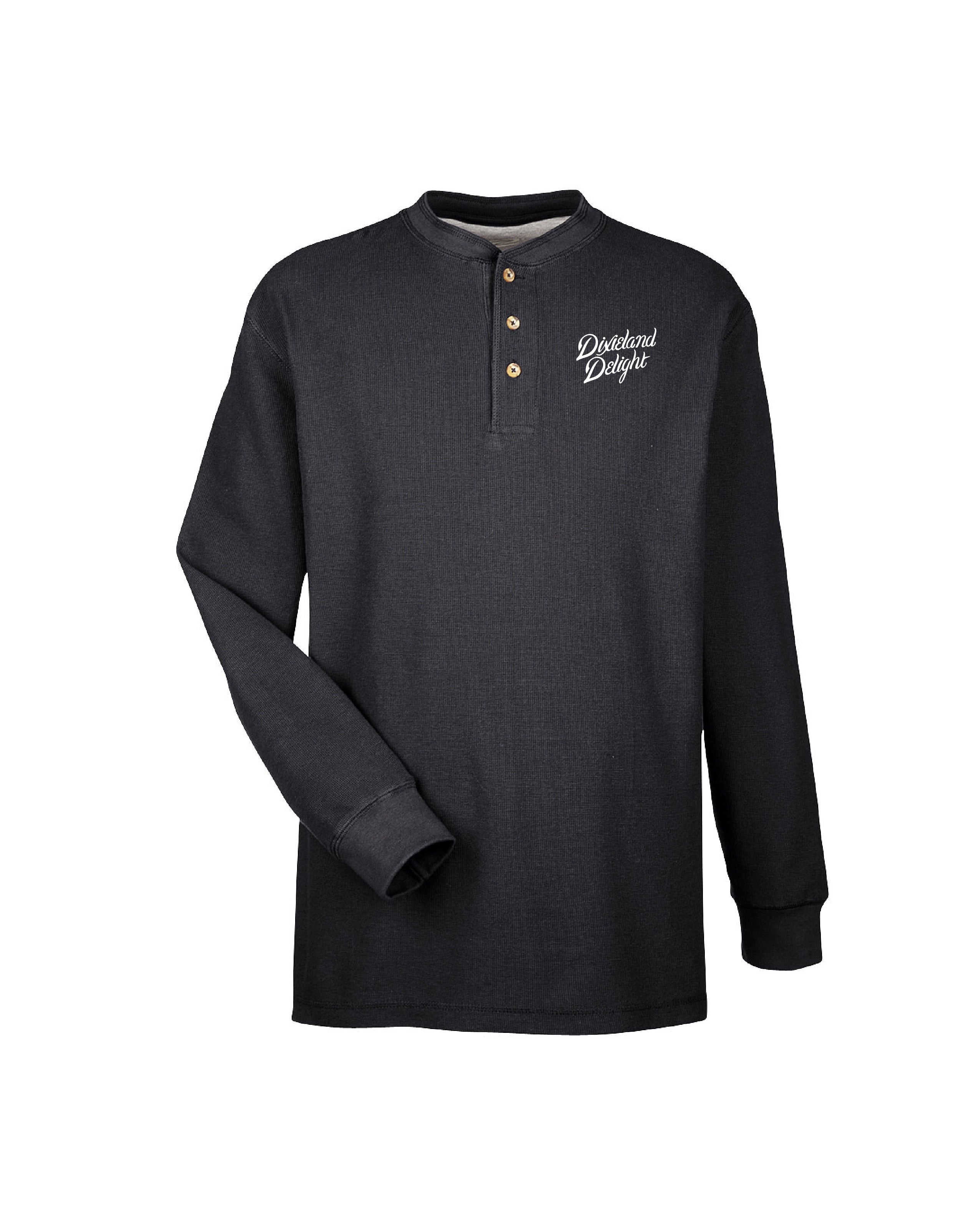 University of Alabama Black Henley with White Dixieland Delight embroidery