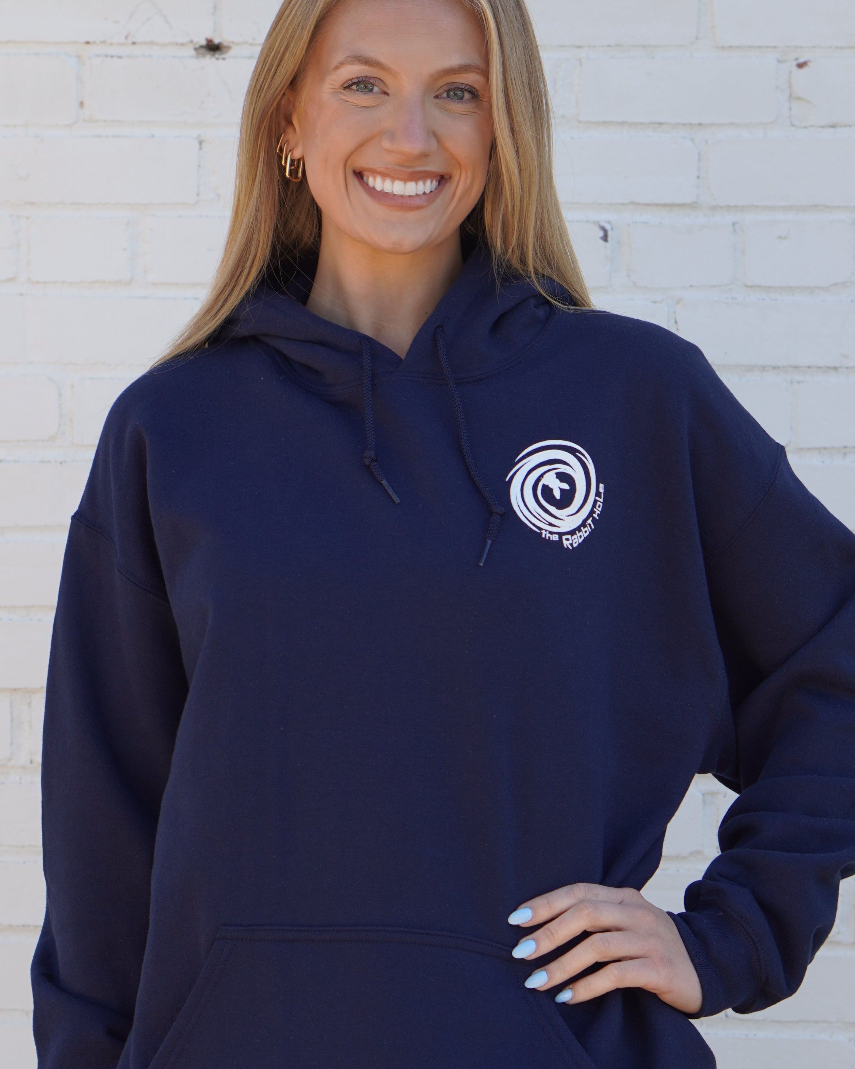 Down The Rabbit Hole Hoodie Front Rabbit Hole Logo