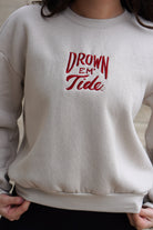 University of Alabama Cream Ladies Sweatshirt with Red Drown Em Tide Embroidery