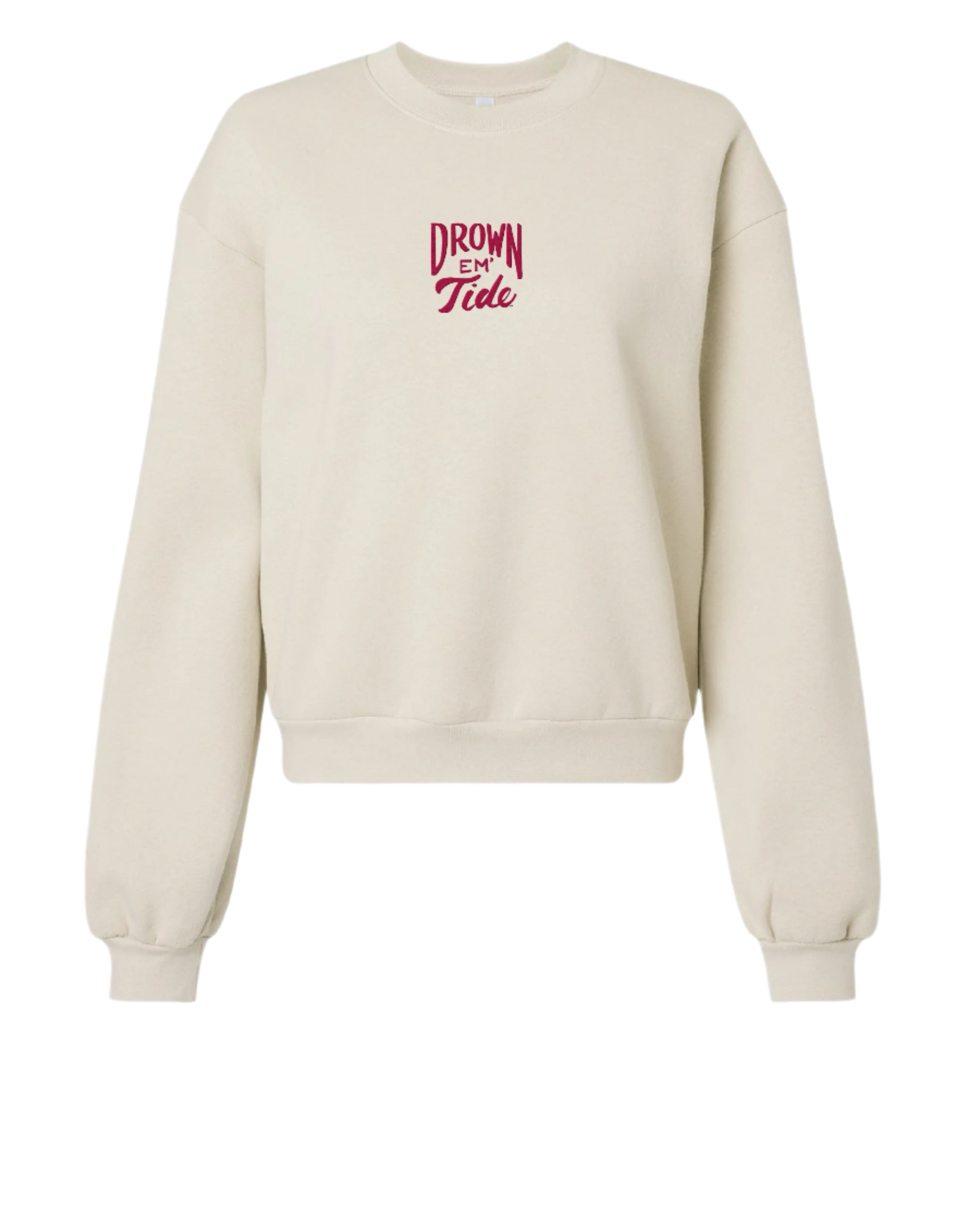 University of Alabama Cream Ladies Sweatshirt with Red Drown Em Tide Embroidery