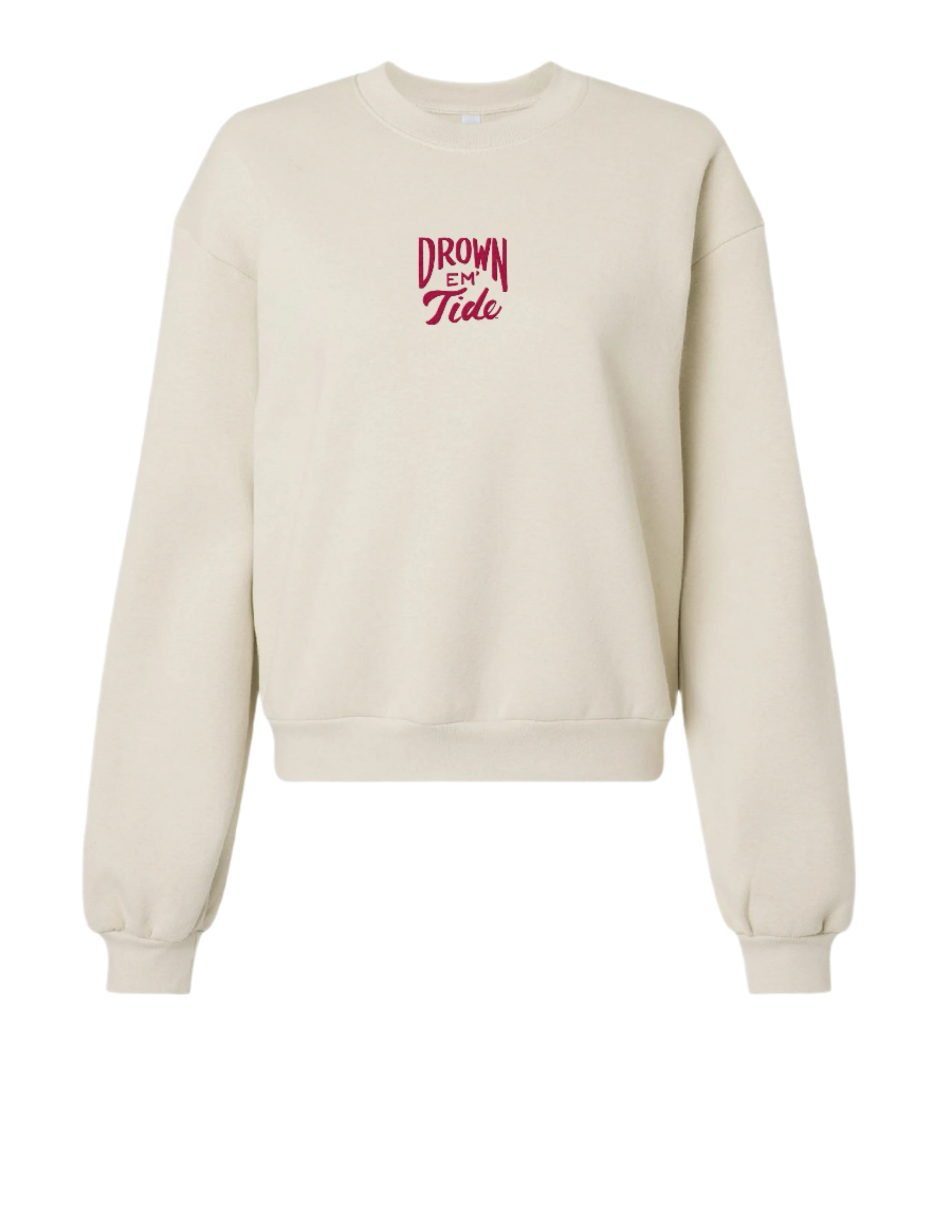 University of Alabama Cream Ladies Sweatshirt with Red Drown Em Tide Embroidery