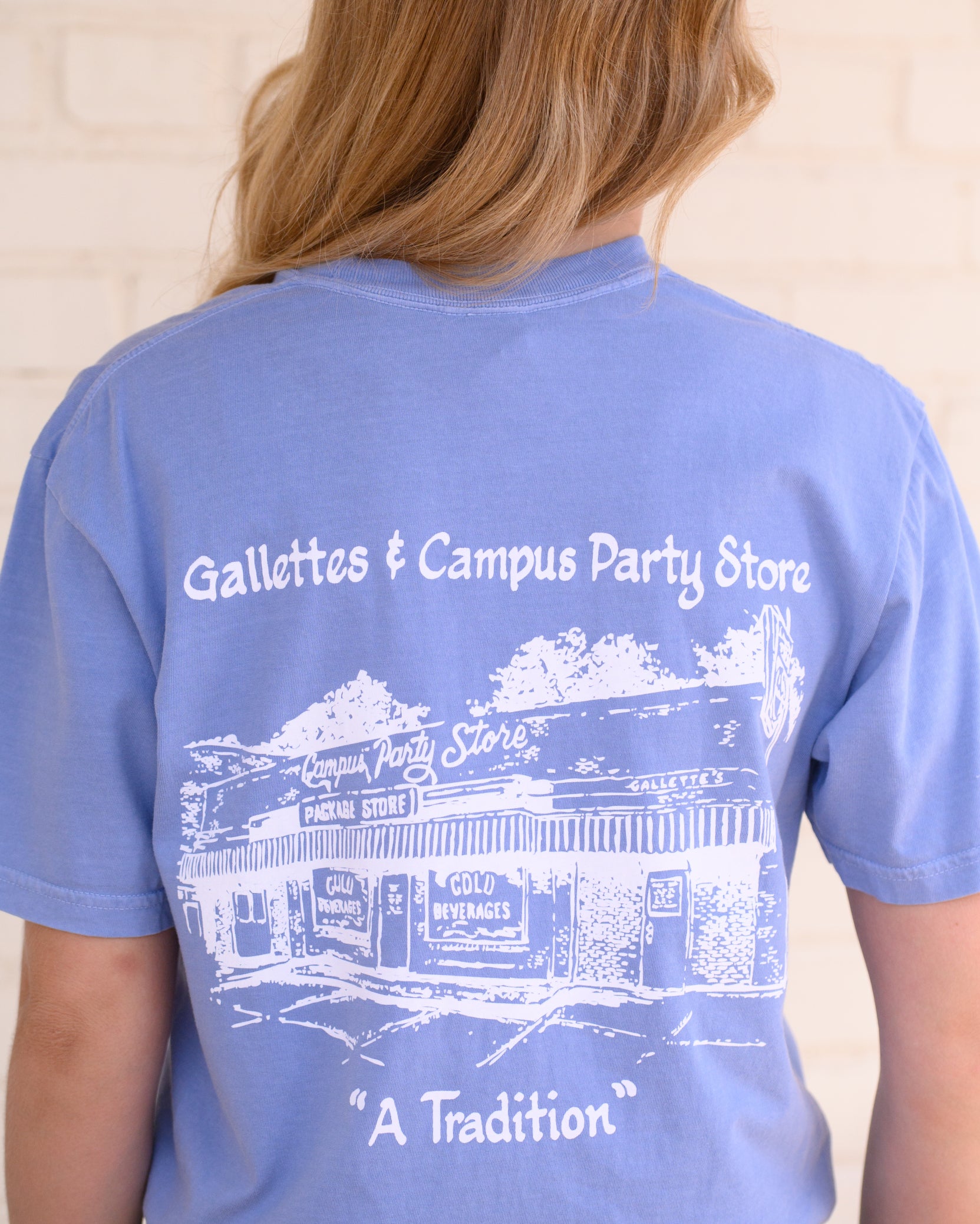 Gallettes T-Shirt with an illustration of the old Gallettes building