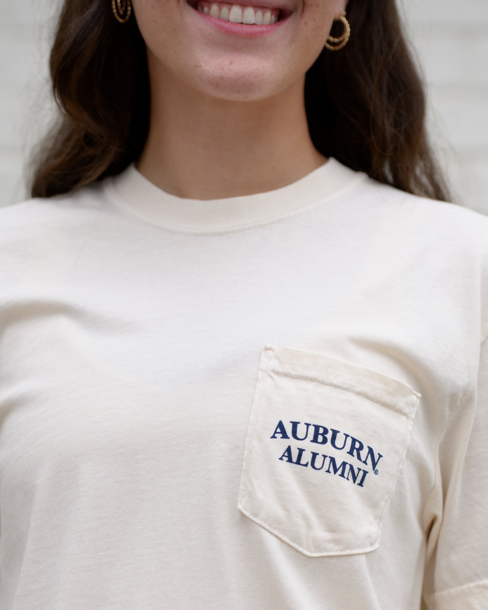 Graduation Aubie Front Pocket with Navy text "AUBURN ALUMNI"