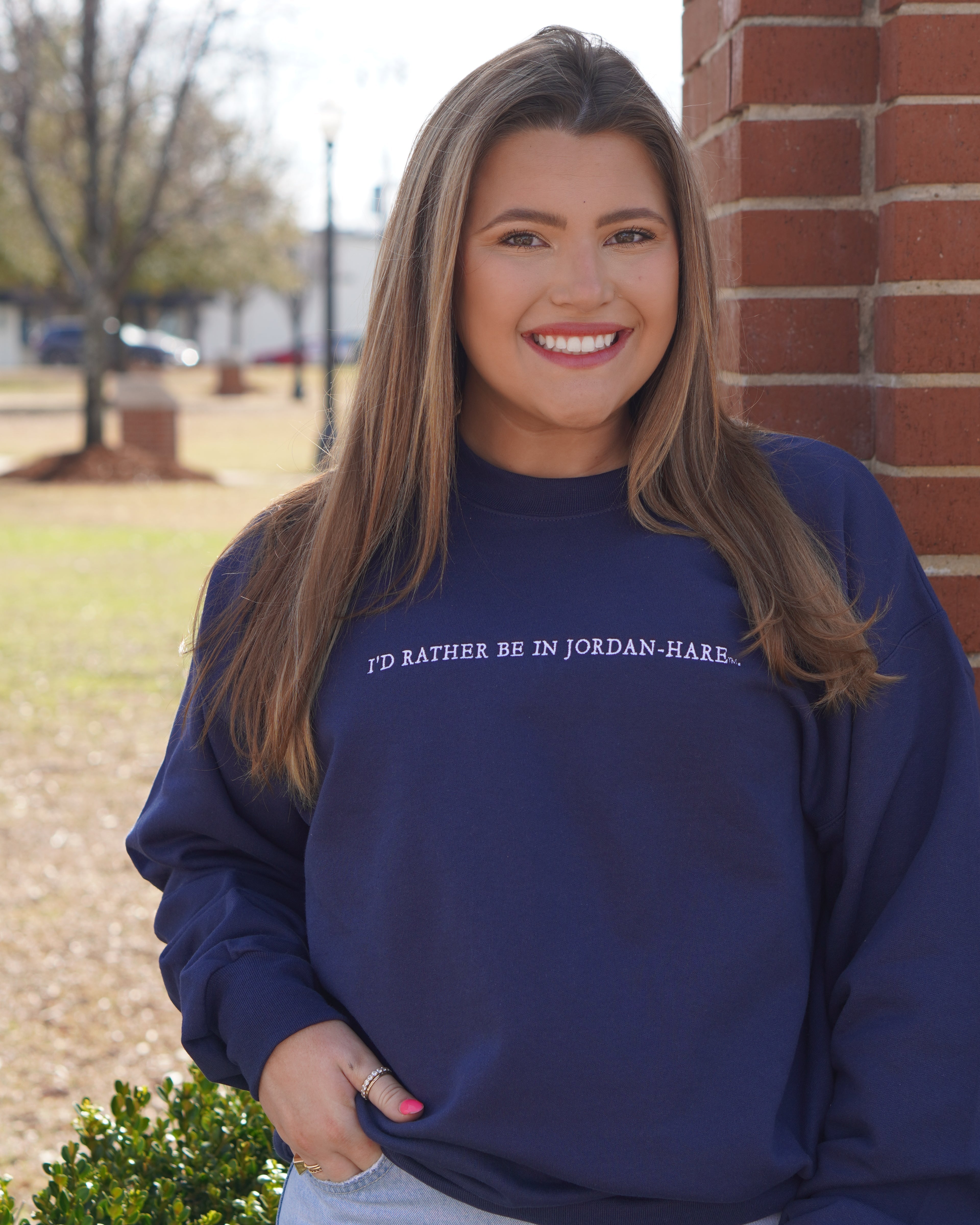 Auburn University Navy Sweatshirt with White "I'd Rather Be In Jordan-Hare" embroidery
