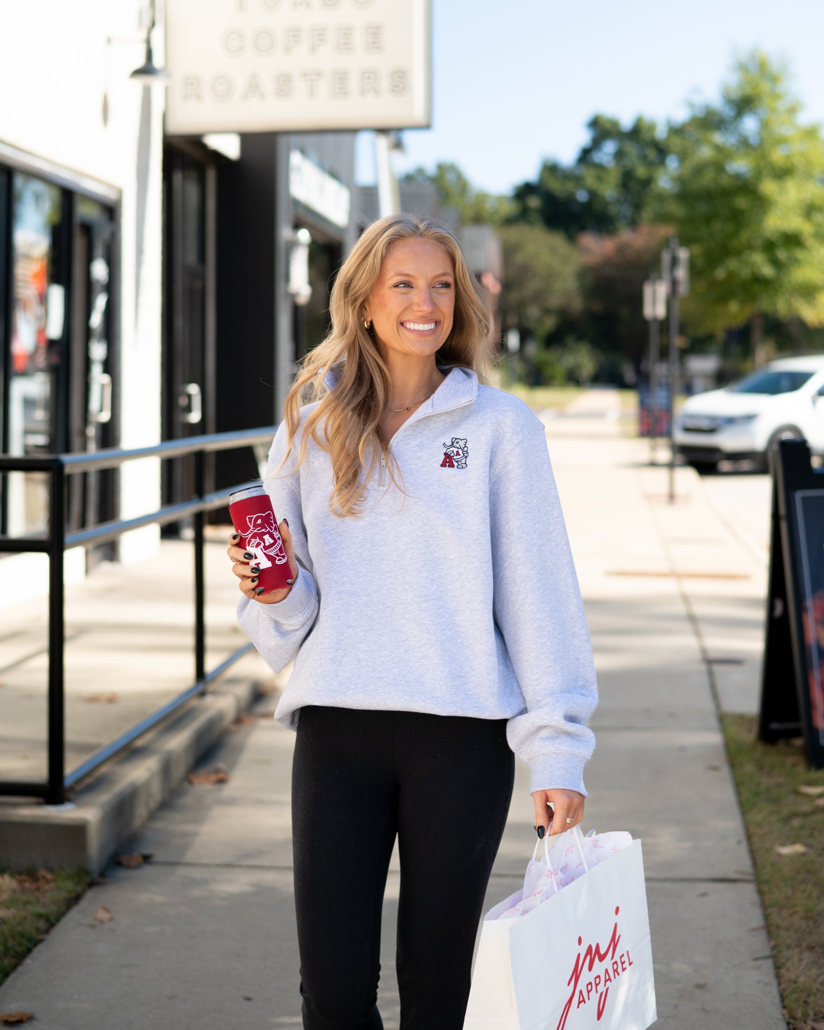 University of Alabama Grey ¼ Zip Sweatshirt with Leaning Al Logo Embroidery on the chest