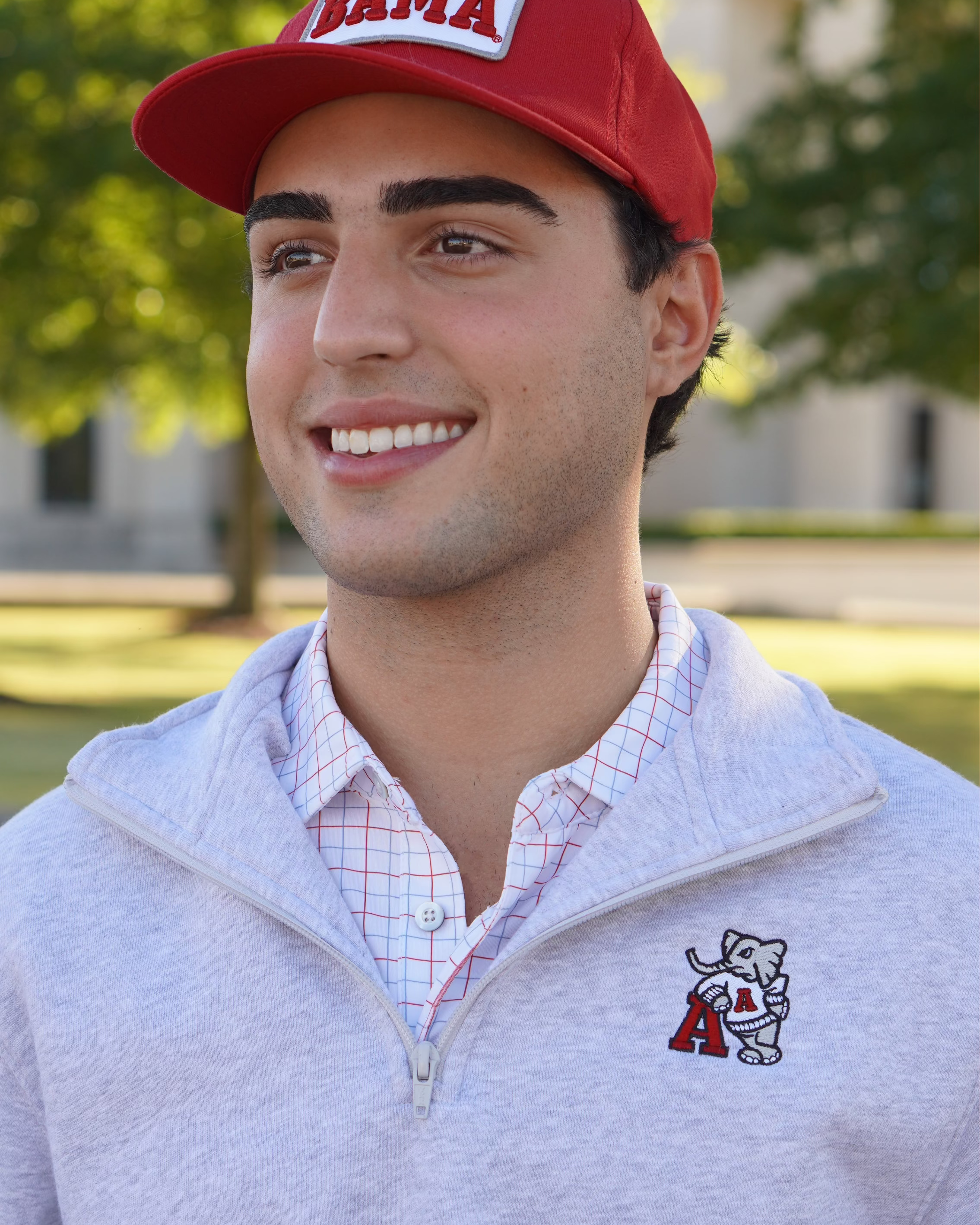 University of Alabama Grey ¼ Zip Sweatshirt with Leaning Al Logo Embroidery on the chest
