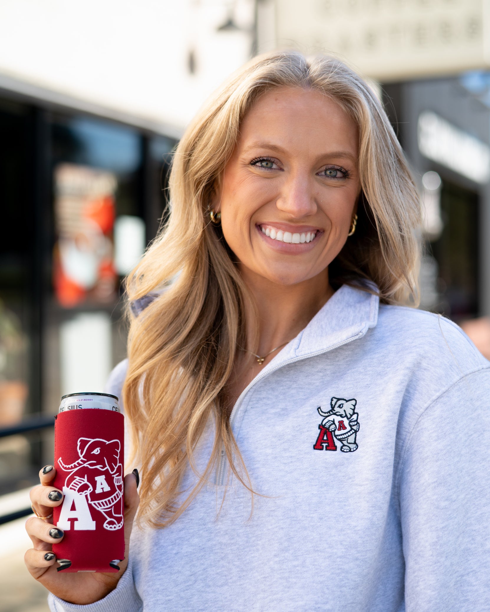 University of Alabama Grey ¼ Zip Sweatshirt with Leaning Al Logo Embroidery on the chest