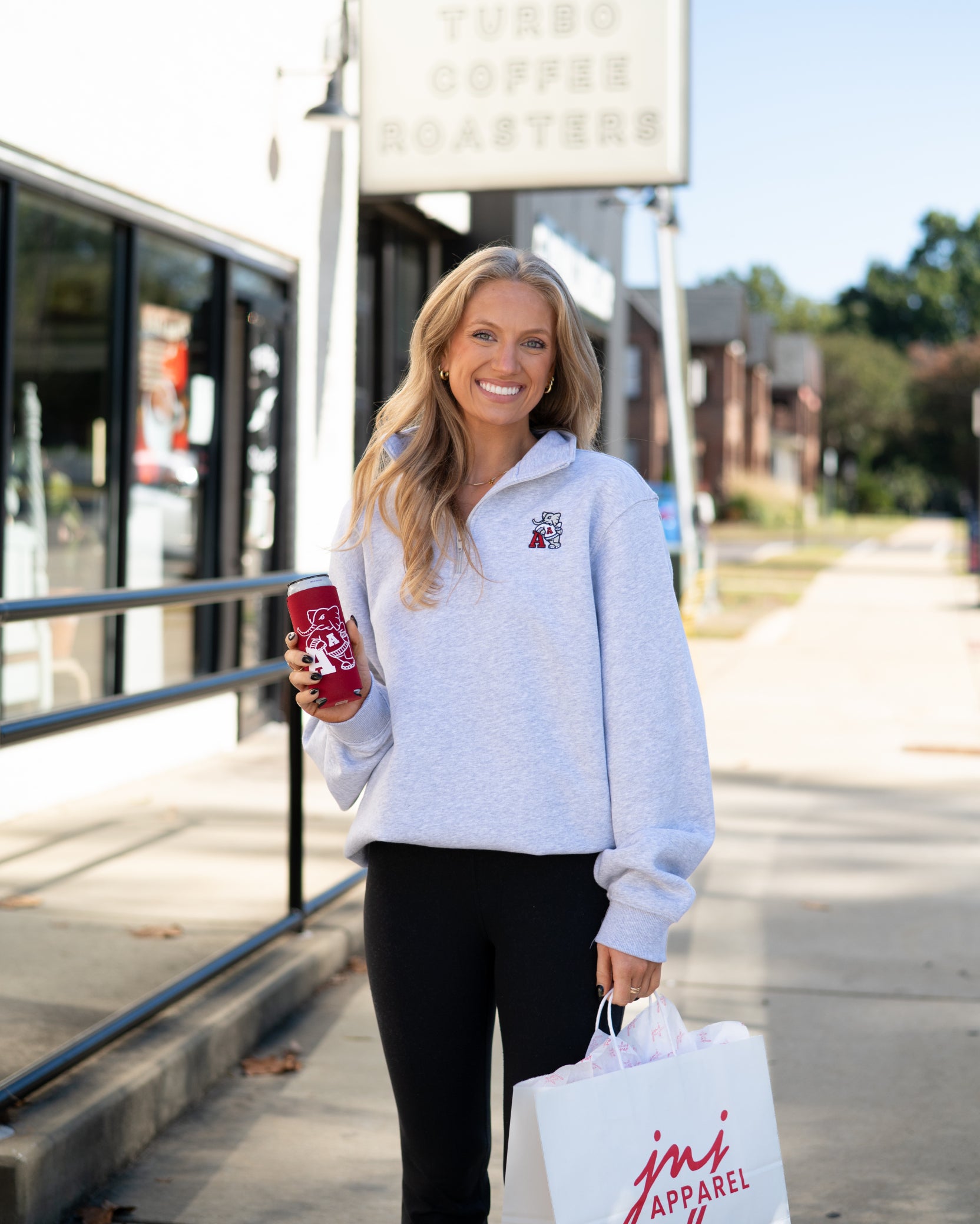 University of Alabama Grey ¼ Zip Sweatshirt with Leaning Al Logo Embroidery on the chest