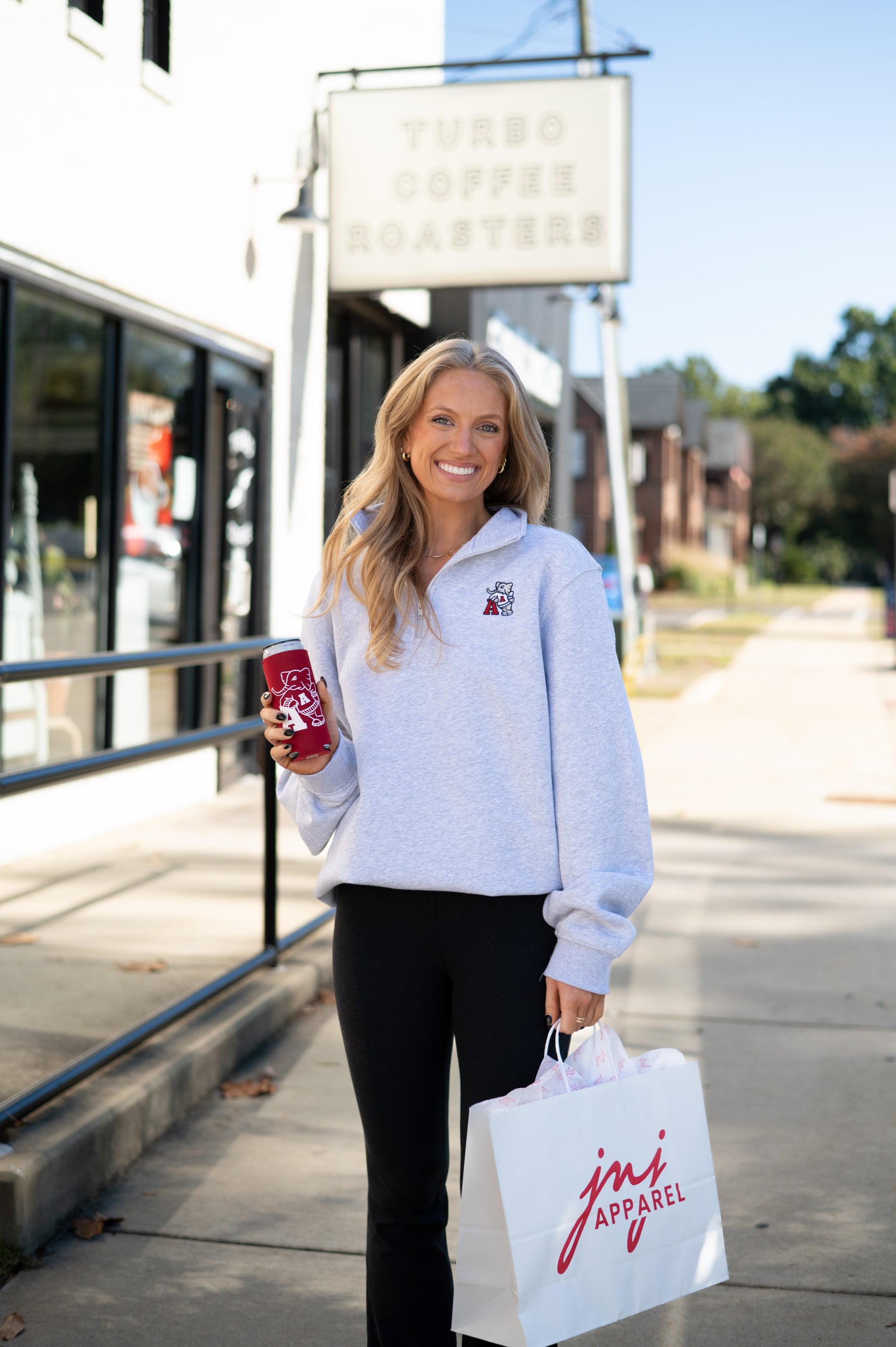 University of Alabama Grey ¼ Zip Sweatshirt with Leaning Al Logo Embroidery on the chest
