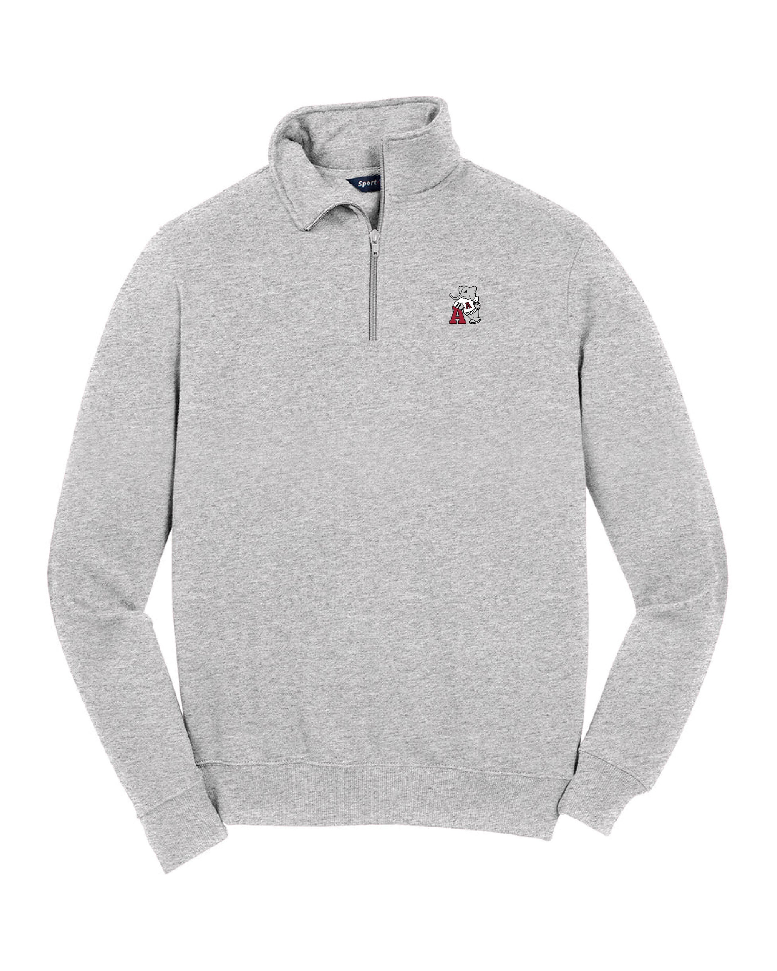 University of Alabama Grey ¼ Zip Sweatshirt with Leaning Al Logo Embroidery on the chest