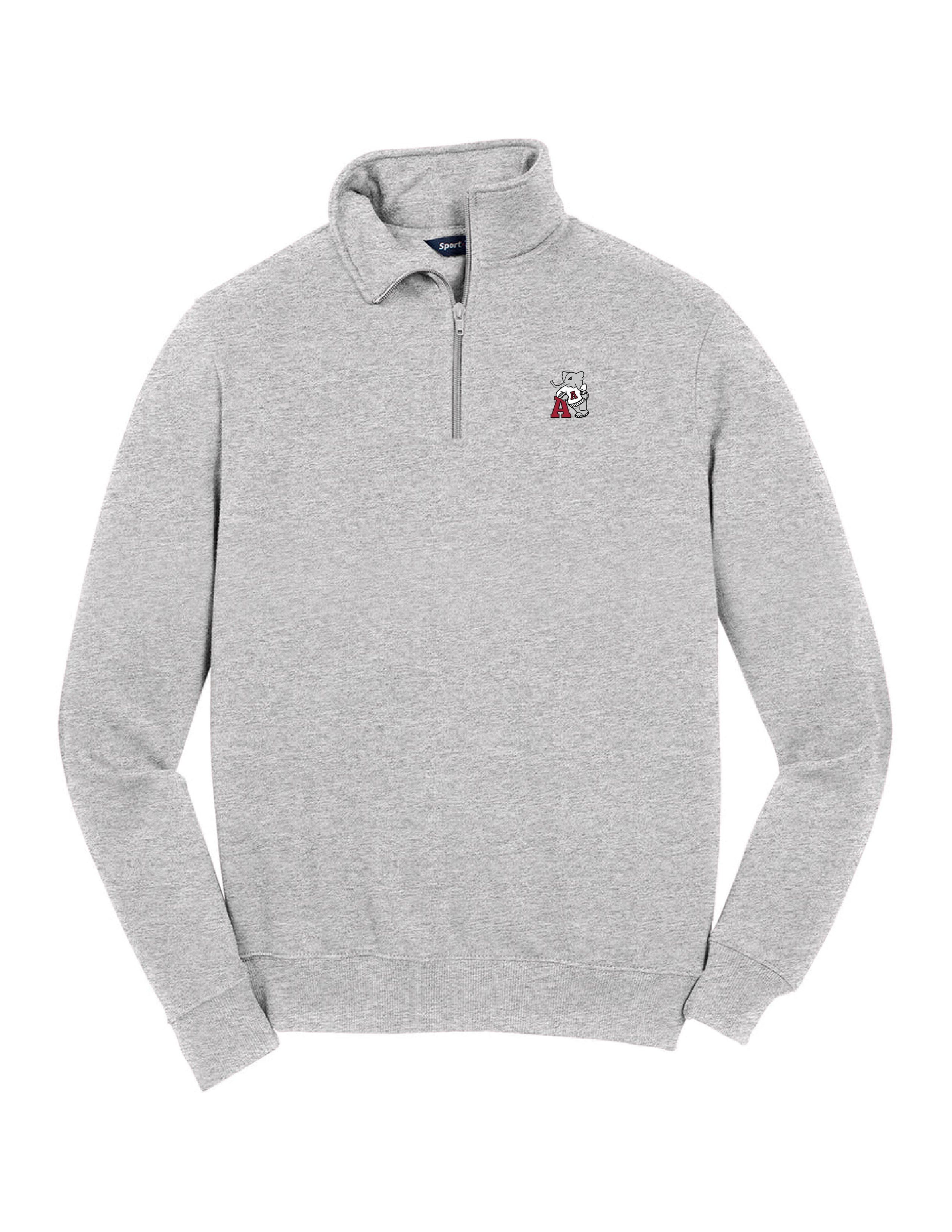 University of Alabama Grey ¼ Zip Sweatshirt with Leaning Al Logo Embroidery on the chest