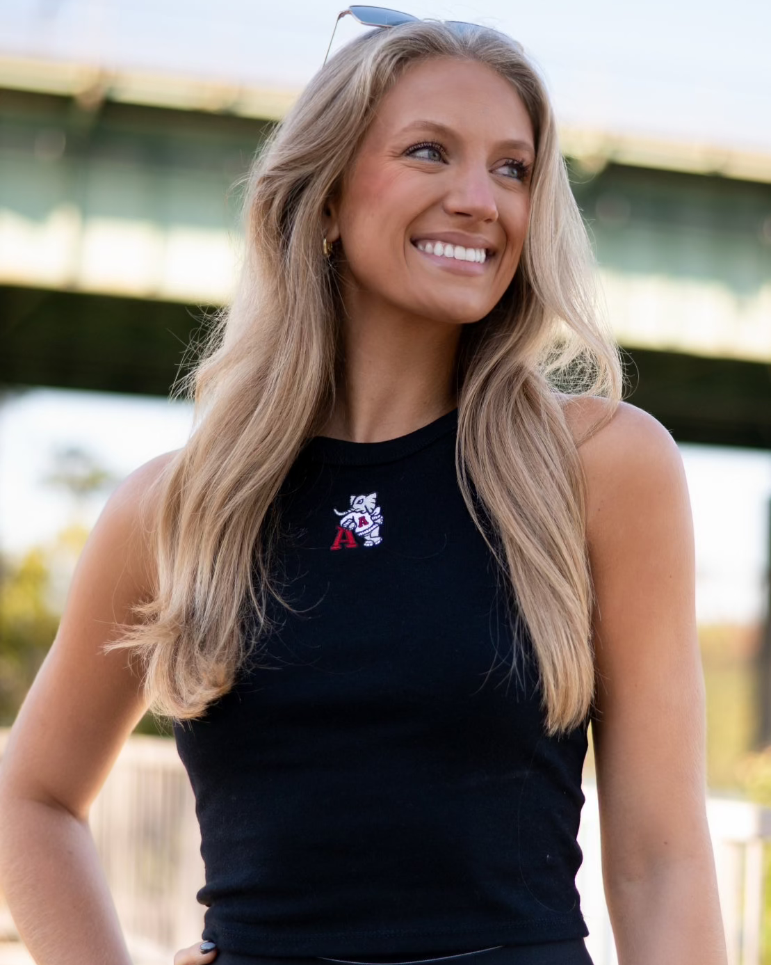University of Alabama Black Ladies Tank Top with Leaning Al Logo embroidery