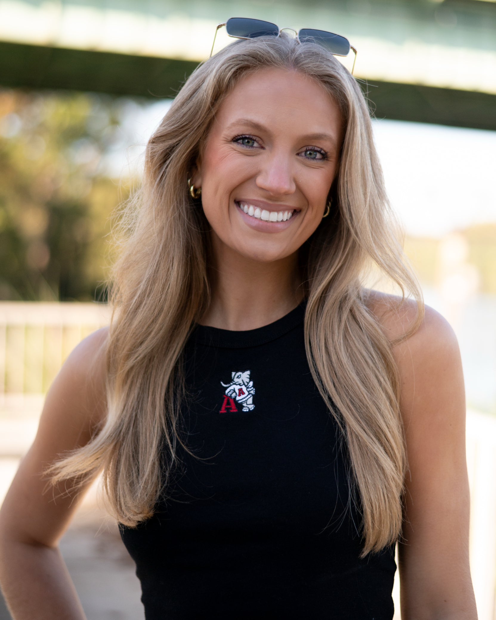 University of Alabama Black Ladies Tank Top with Leaning Al Logo embroidery