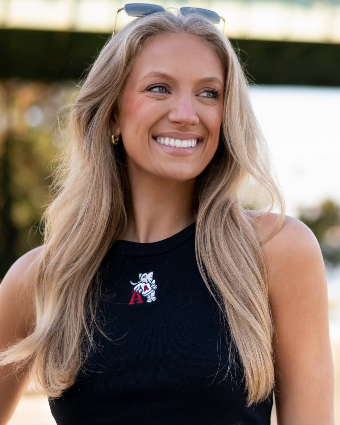 University of Alabama Black Ladies Tank Top with Leaning Al Logo embroidery