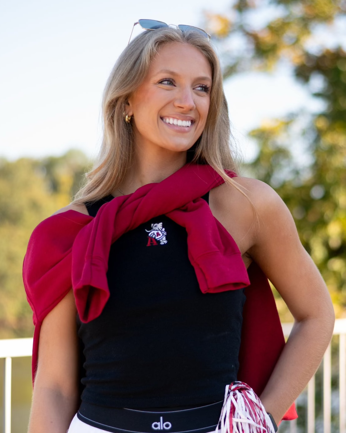 University of Alabama Black Ladies Tank Top with Leaning Al Logo embroidery