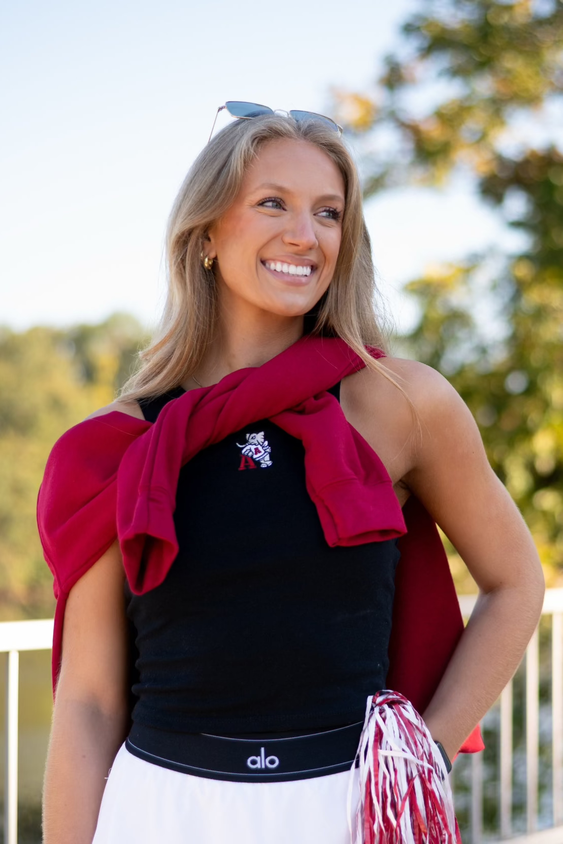 University of Alabama Black Ladies Tank Top with Leaning Al Logo embroidery