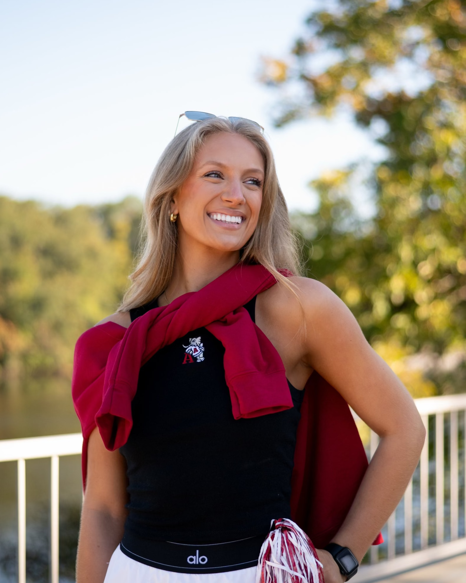 University of Alabama Black Ladies Tank Top with Leaning Al Logo embroidery