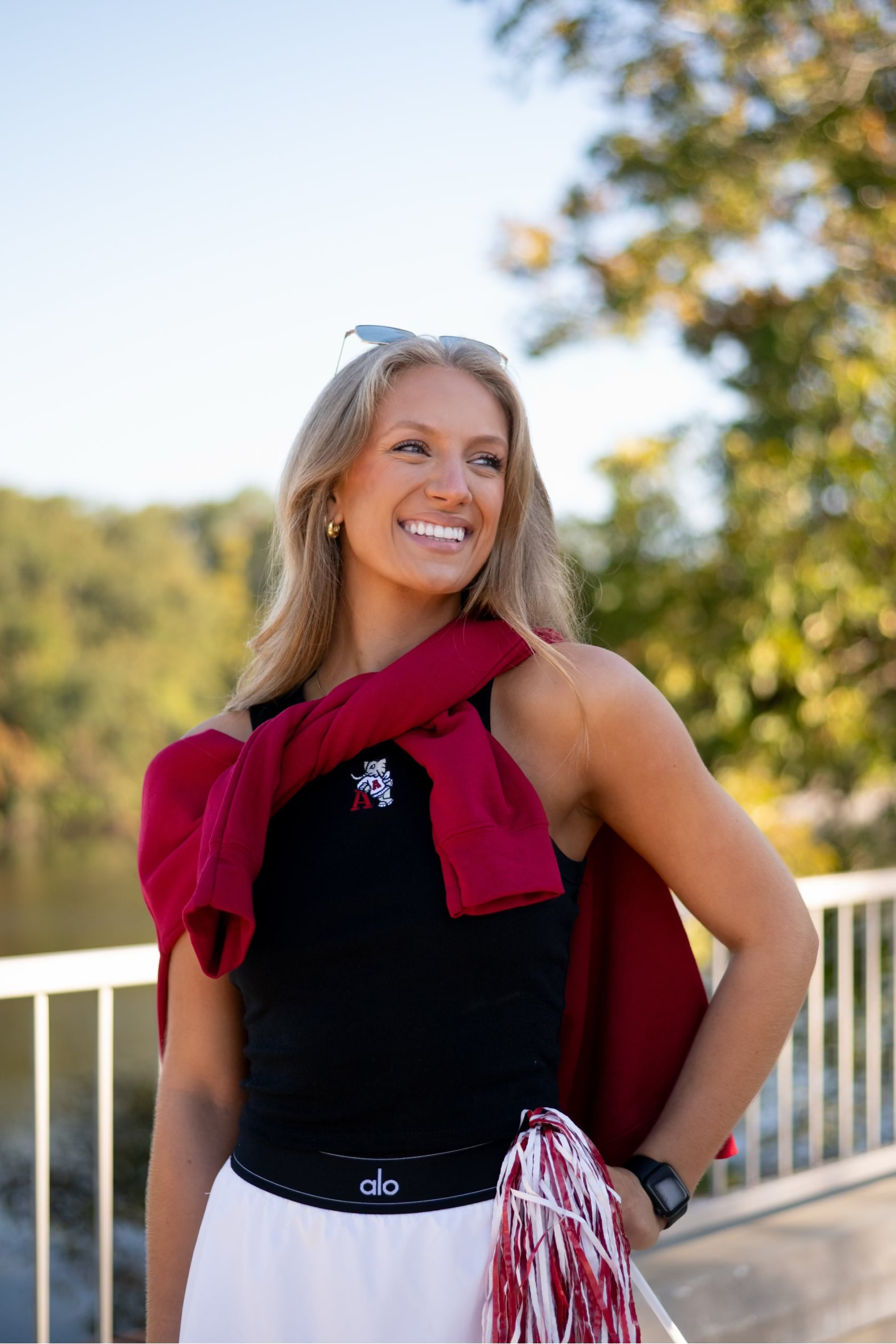 University of Alabama Black Ladies Tank Top with Leaning Al Logo embroidery