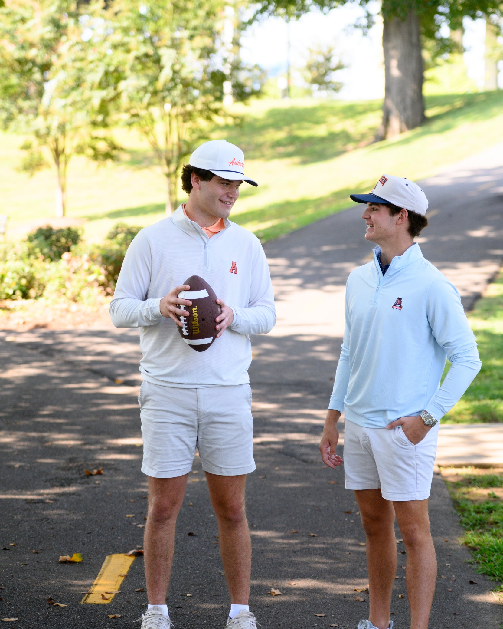 Auburn University Light Blue Men’s ¼ Zip with embroidery of Aubie leaping through an "A"