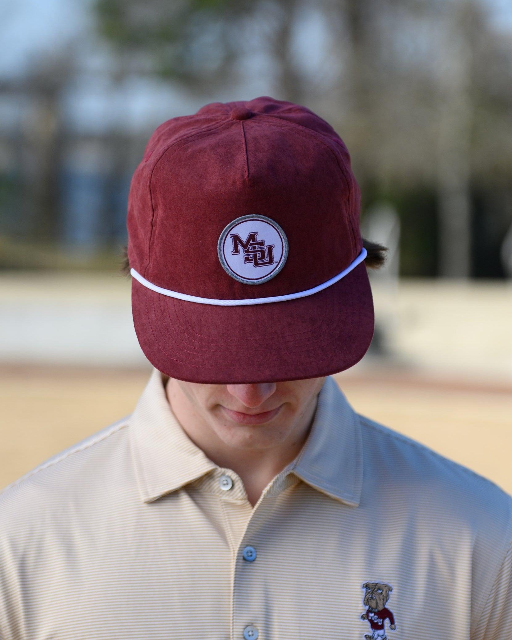 Mississippi State Maroon Hat with an old school MSU Logo patch