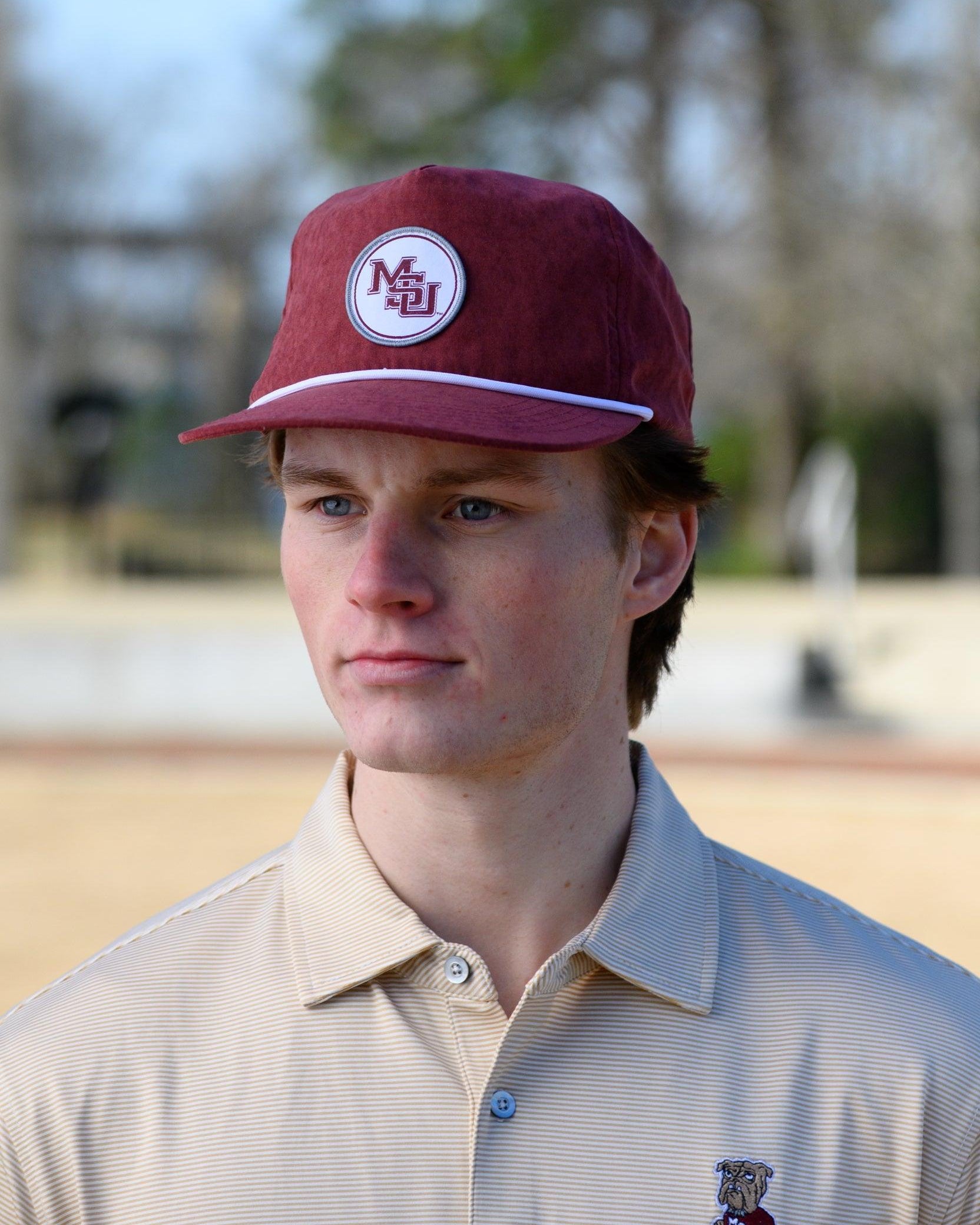 Mississippi State Maroon Hat with an old school MSU Logo patch