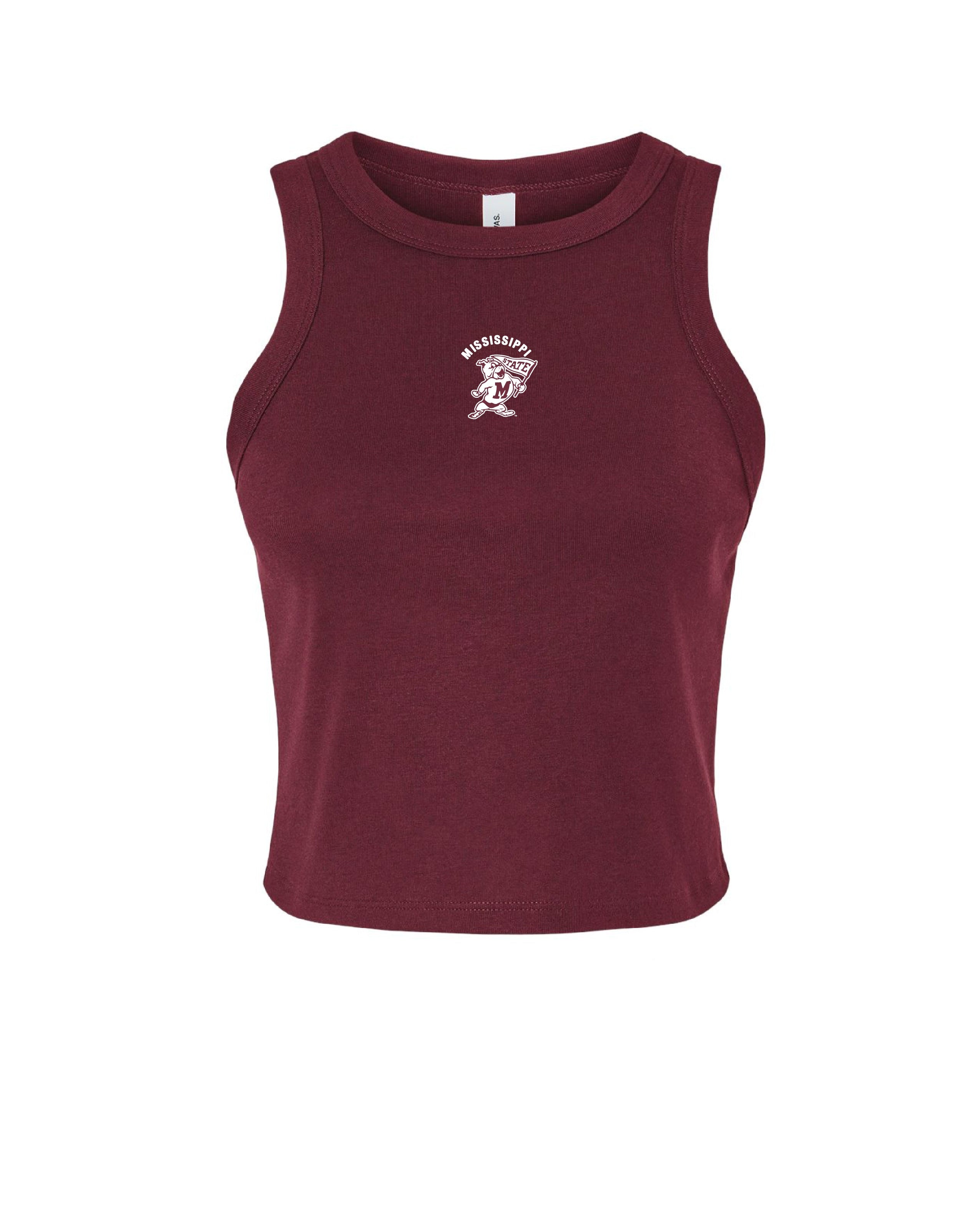 Mississippi State Maroon Tank Top with the Vintage Bully Logo embroidered on the middle of the chest