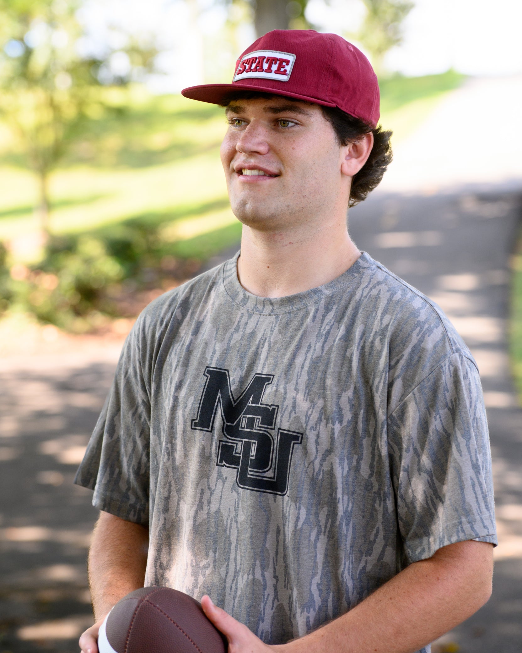 Mississippi State Camouflage T-Shirt with a Black MSU Logo print