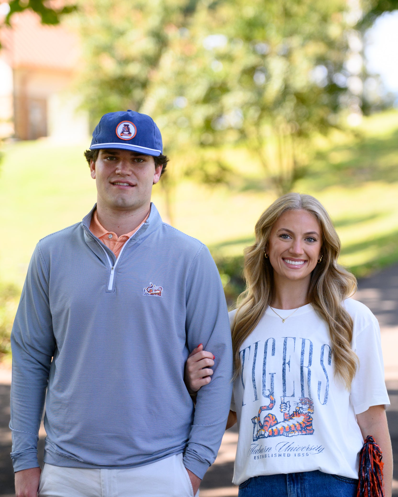 Auburn University Navy Hat with a White rope and a patch of the Leaping Tiger Logo