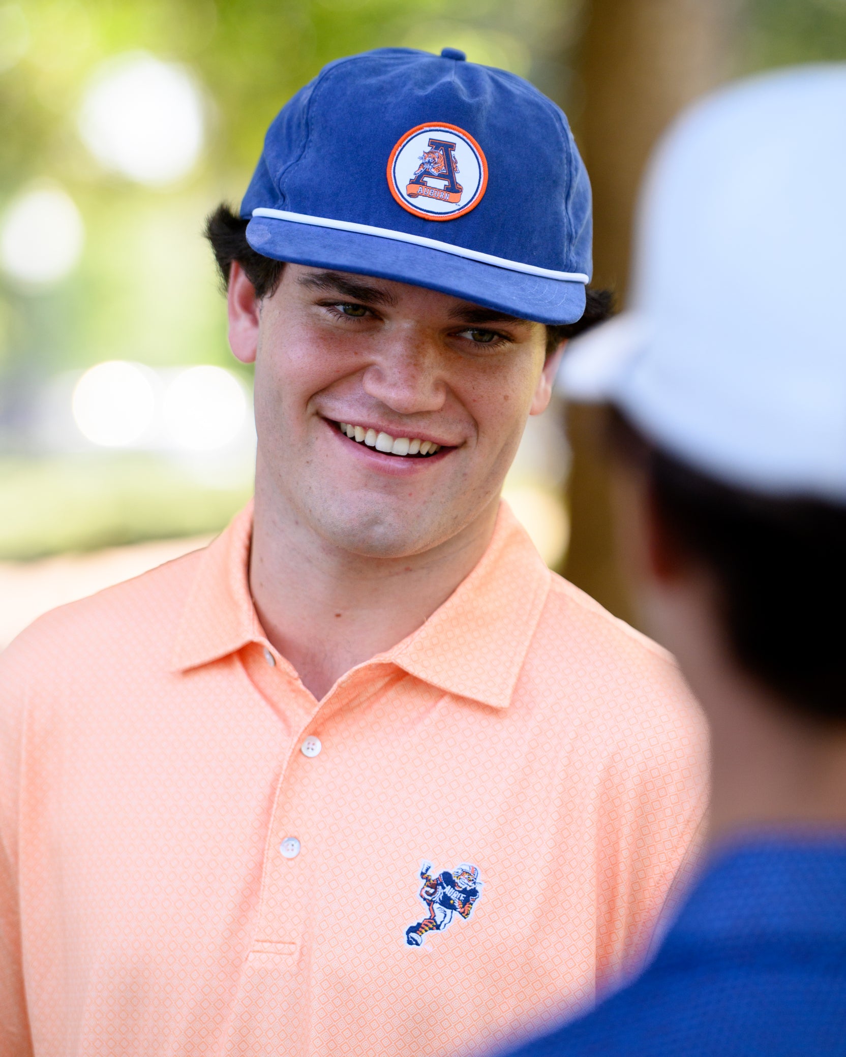 Auburn University Navy Hat with a White rope and a patch of the Leaping Tiger Logo