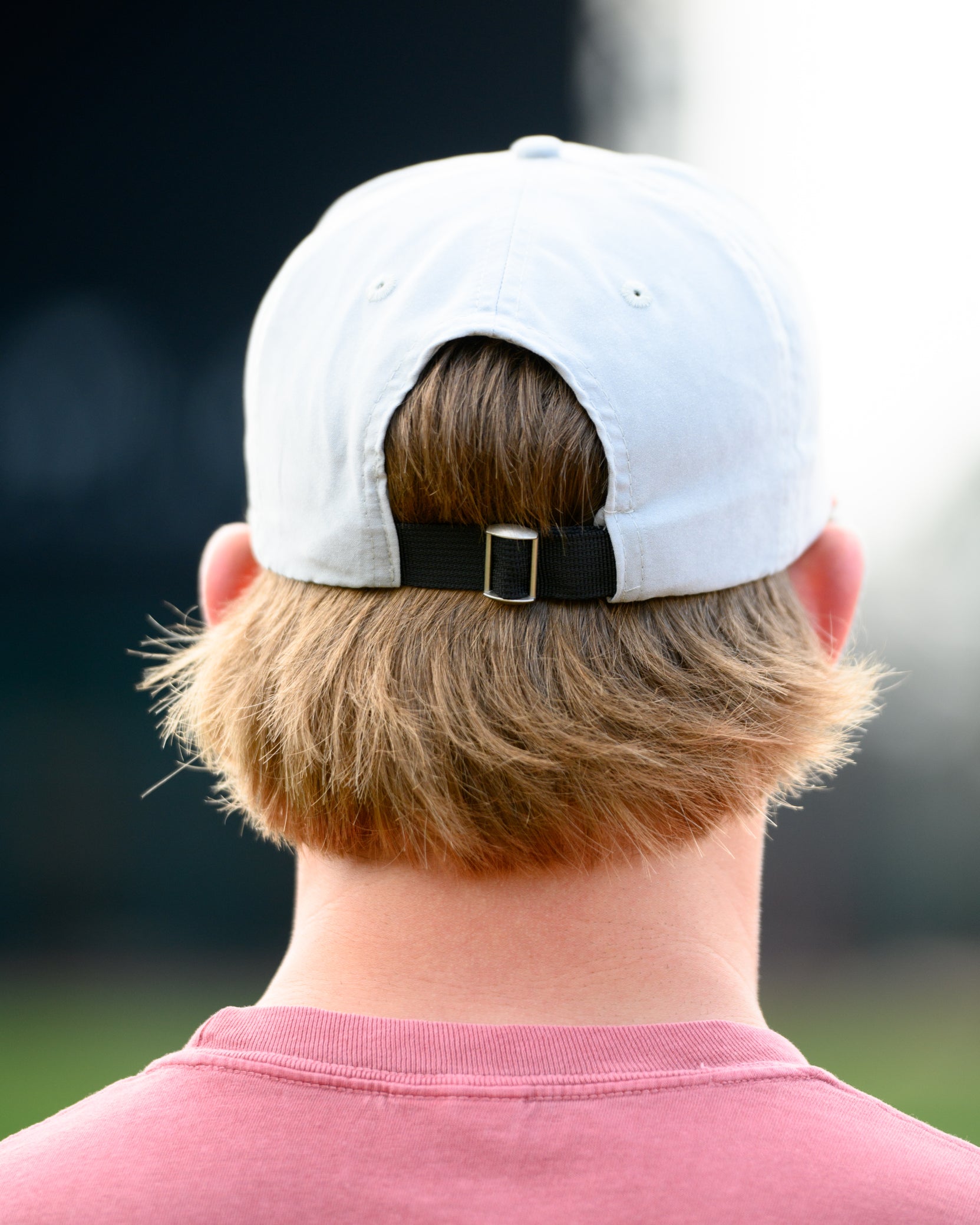 University of Alabama Light Grey Hat with a Red rope and a patch of the Vintage A Logo
strap back