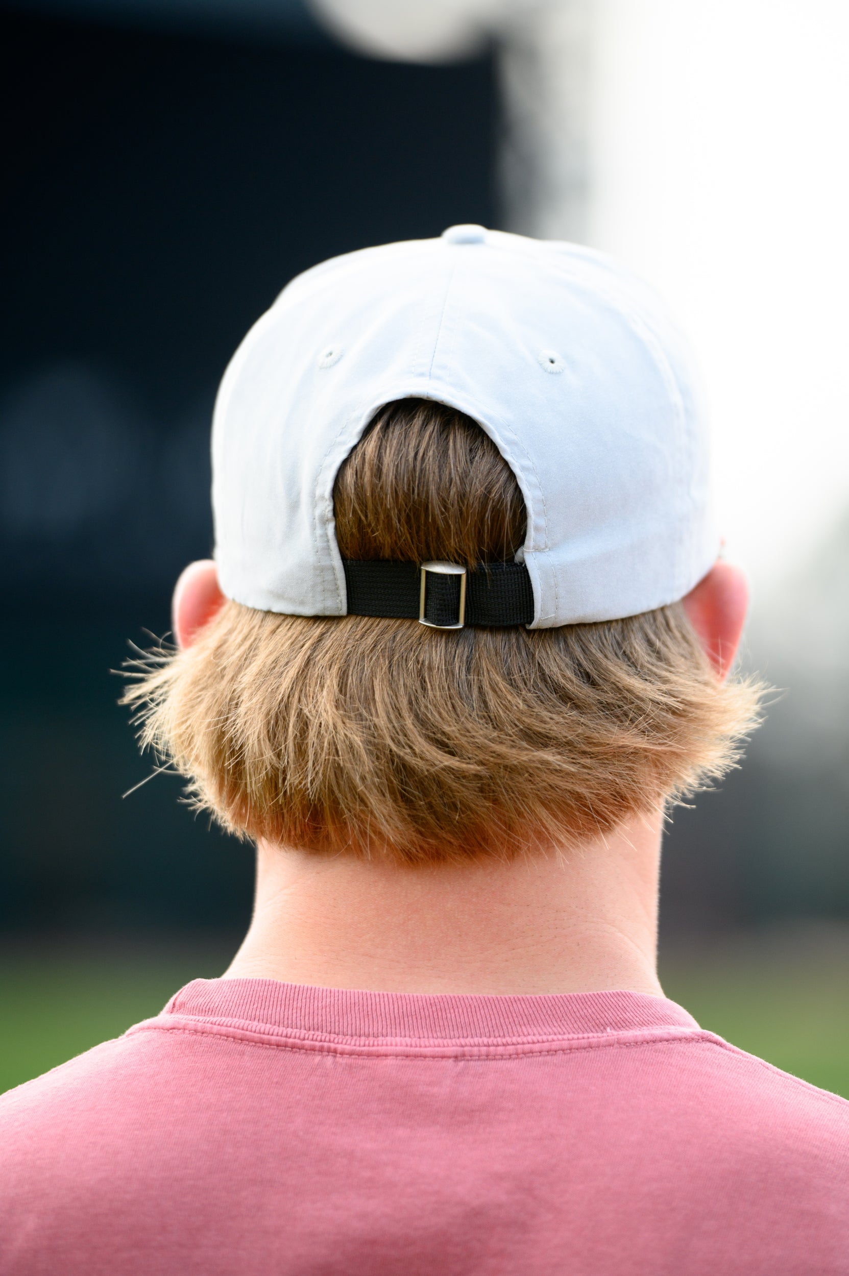 University of Alabama Light Grey Hat with a Red rope and a patch of the Vintage A Logo
strap back