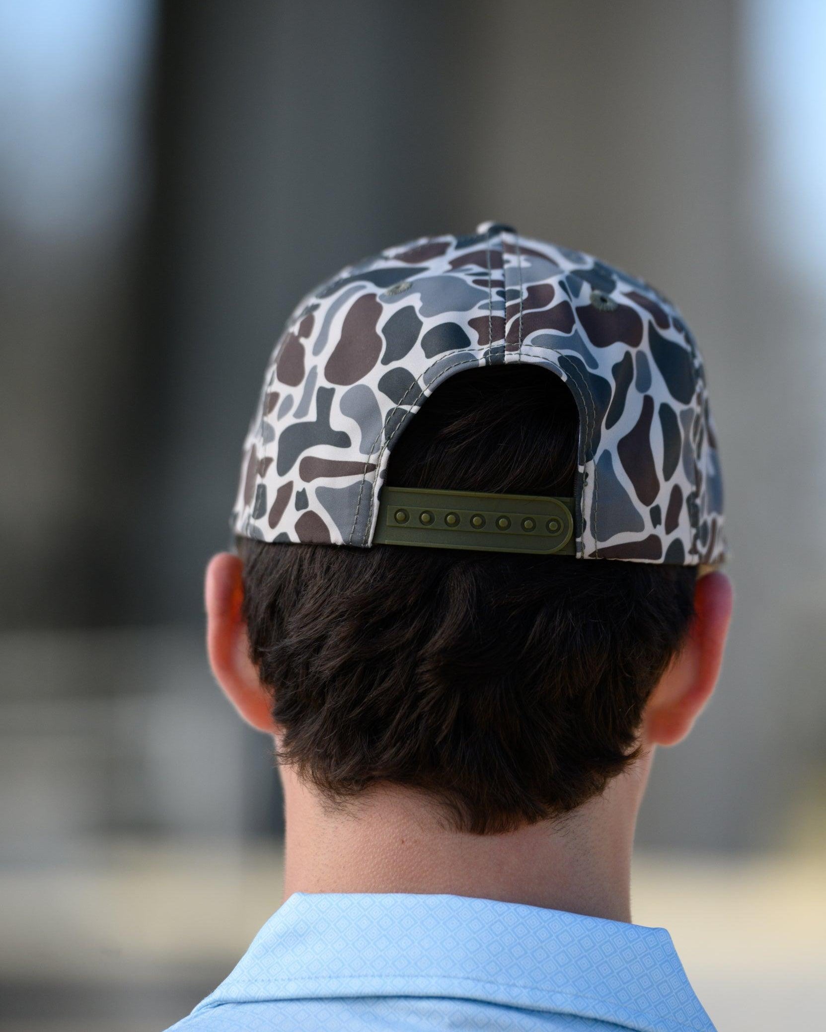 Ole Miss Camo Hat with a Leather patch with text “Mississippi University” snapback hat