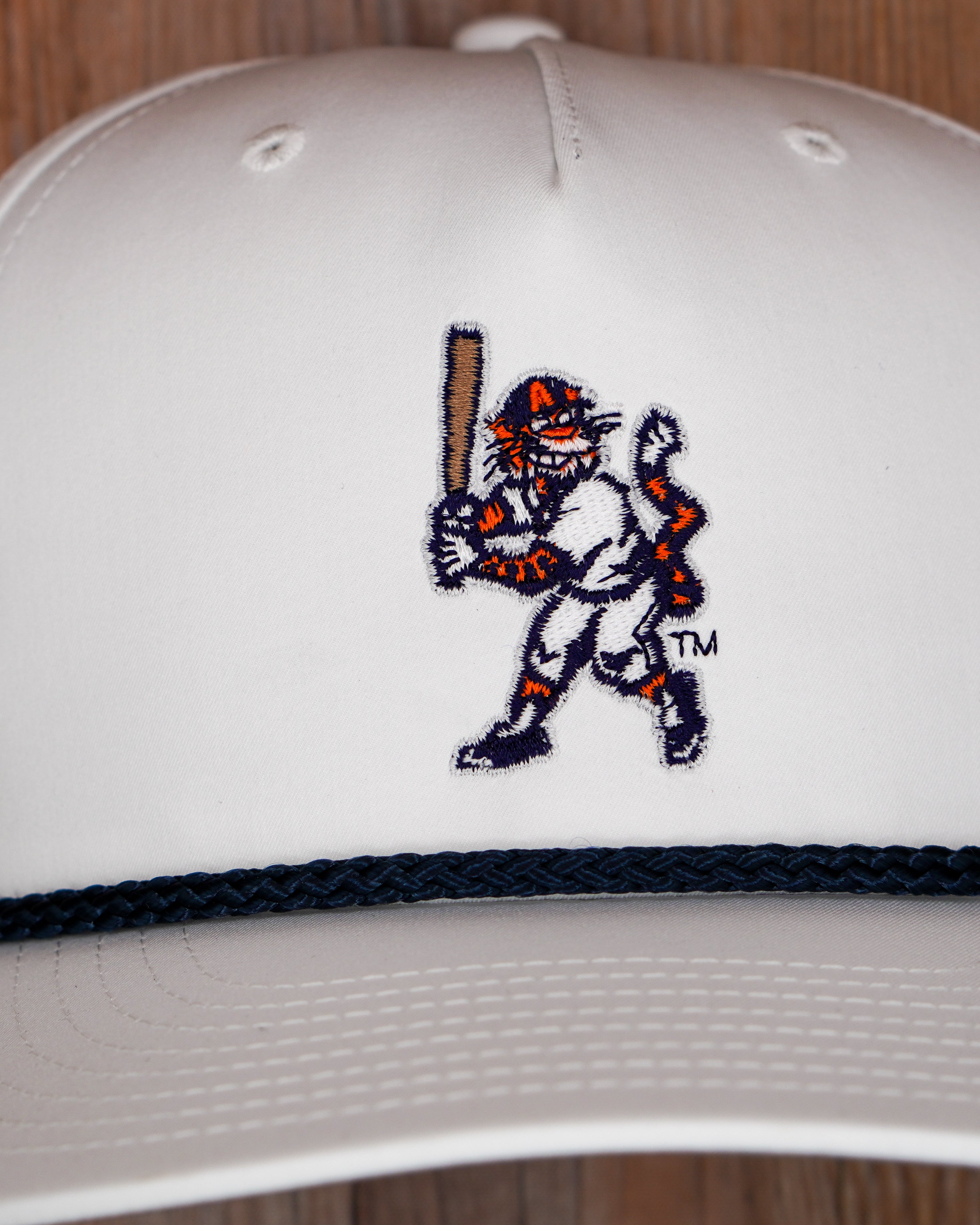 Auburn University White Hat with a Navy rope and Baseball Aubie embroidery