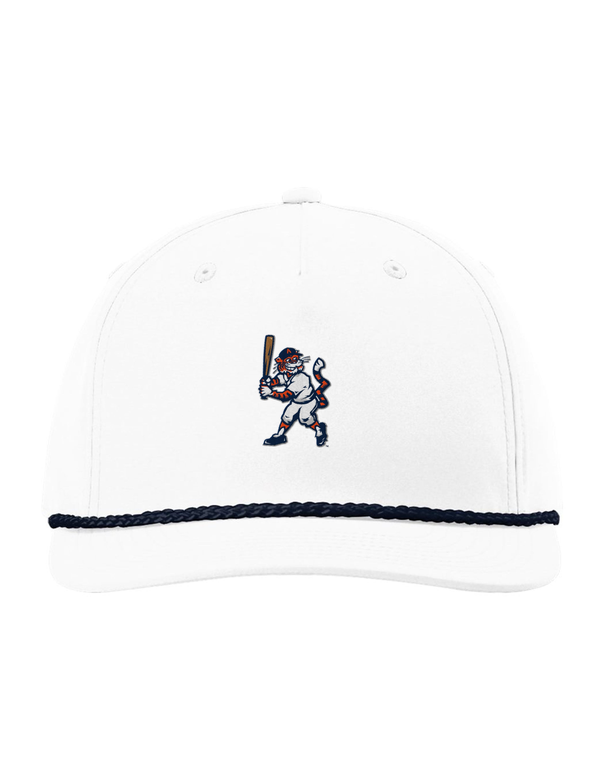 Auburn University White Hat with a Navy rope and Baseball Aubie embroidery