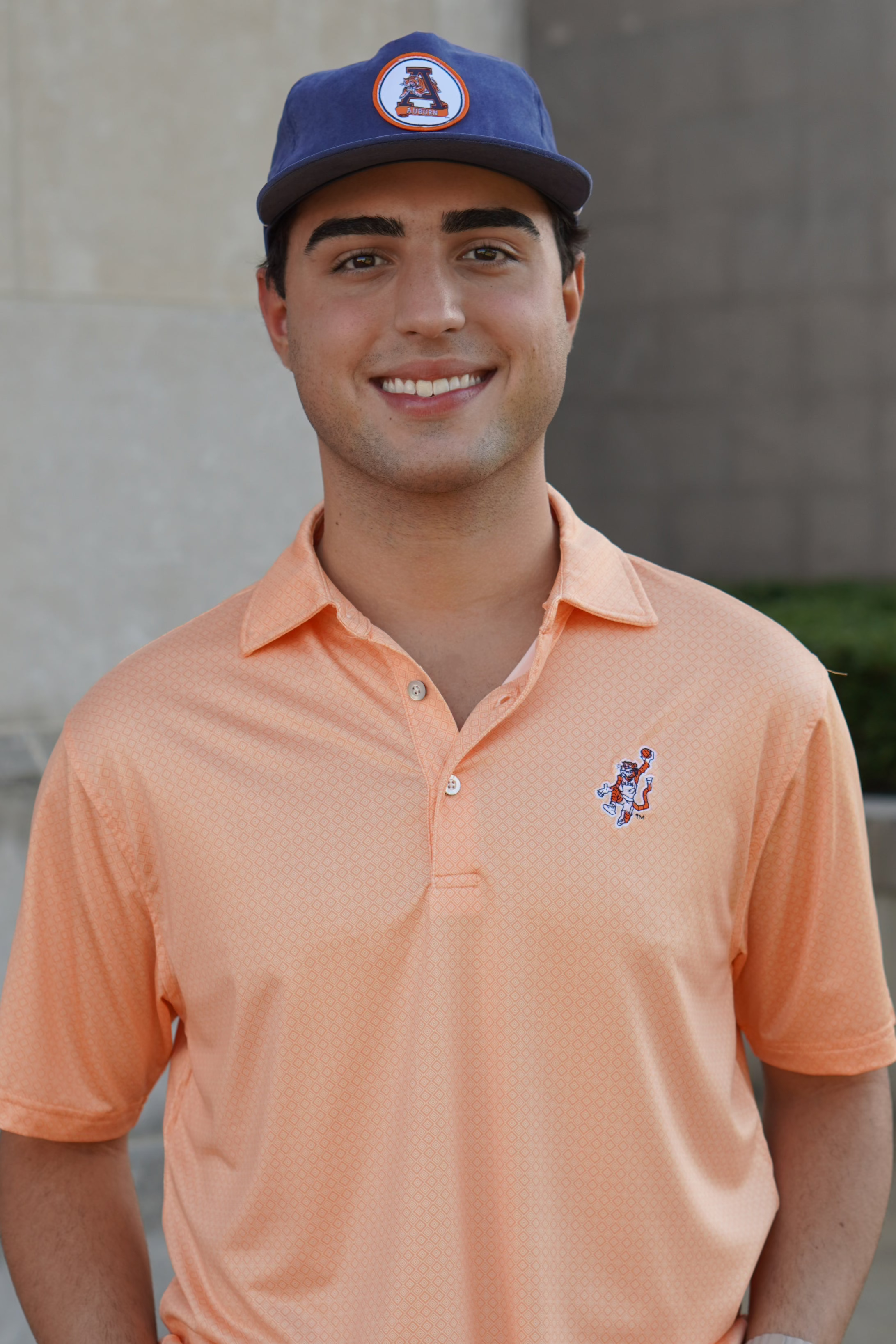 Auburn University Orange Men’s Diamond Polo with the Original Aubie Basketball Logo embroidery