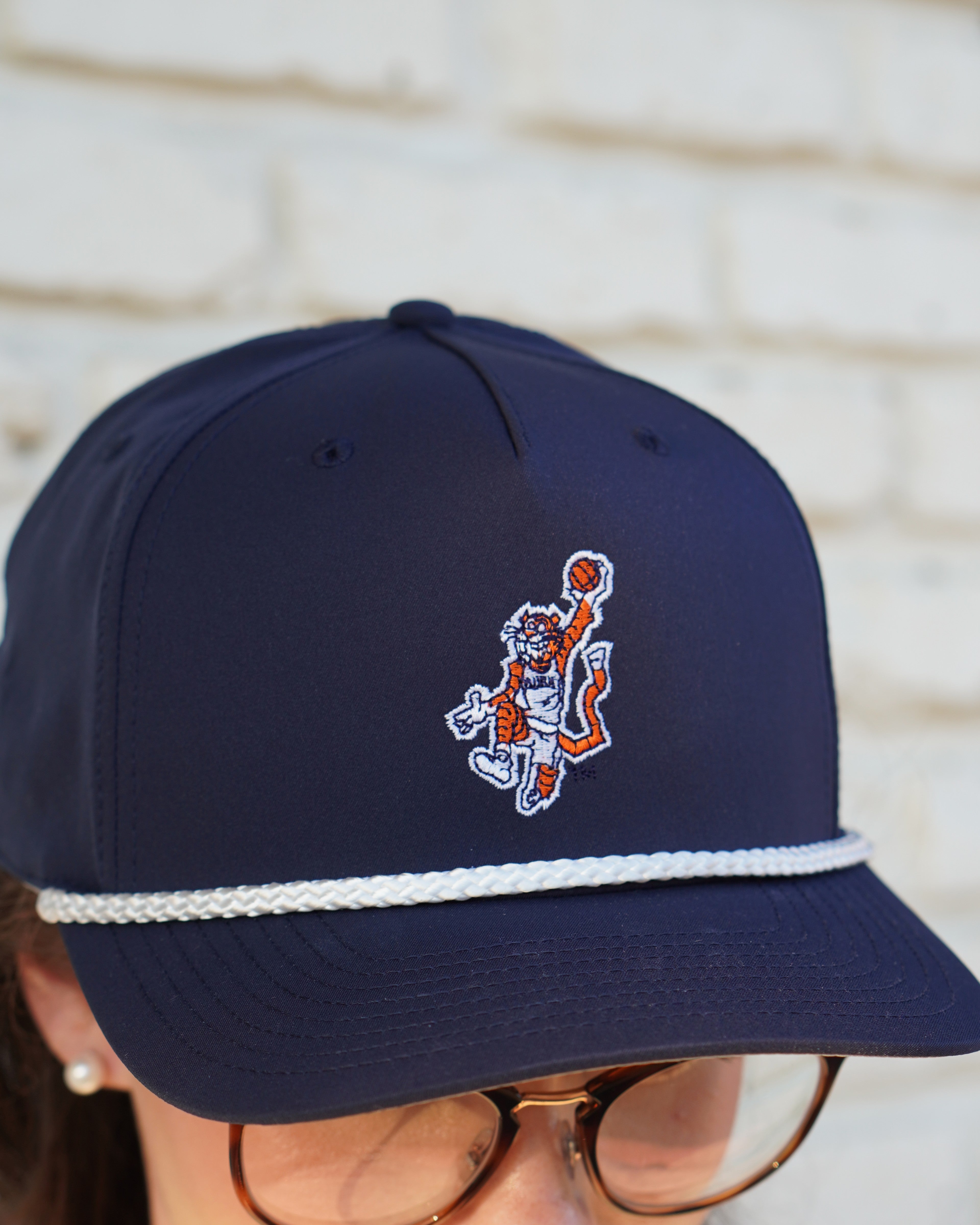 Auburn University Navy Rope Hat with a White rope the Original Aubie basketball embroidery