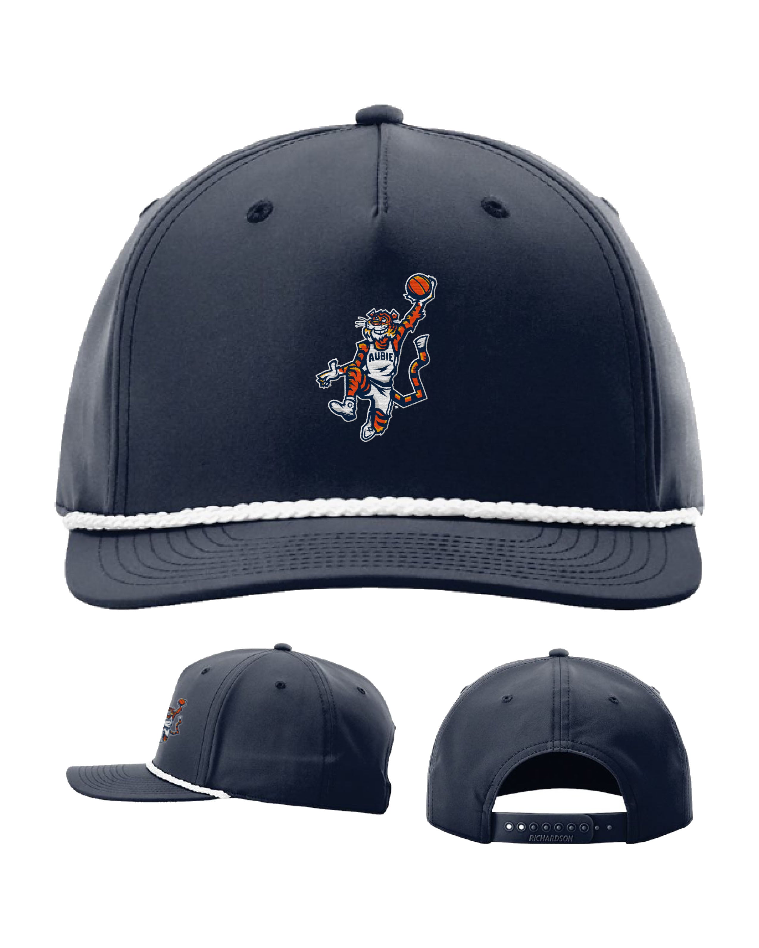 Auburn University Navy Rope Hat with a White rope the Original Aubie basketball embroidery
