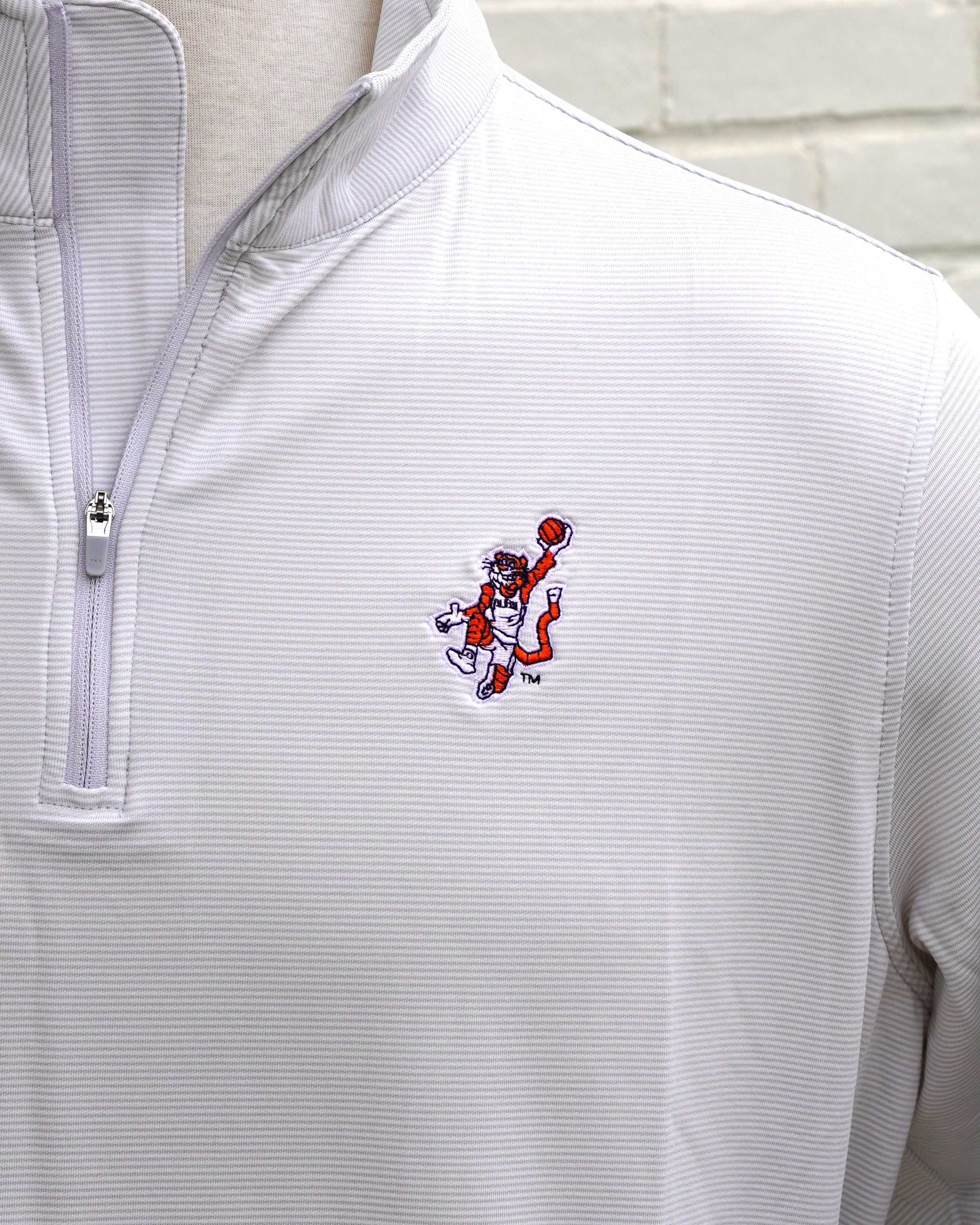 Auburn University Grey Men's ¼ Zip with the Original Aubie basketball logo embroidery
