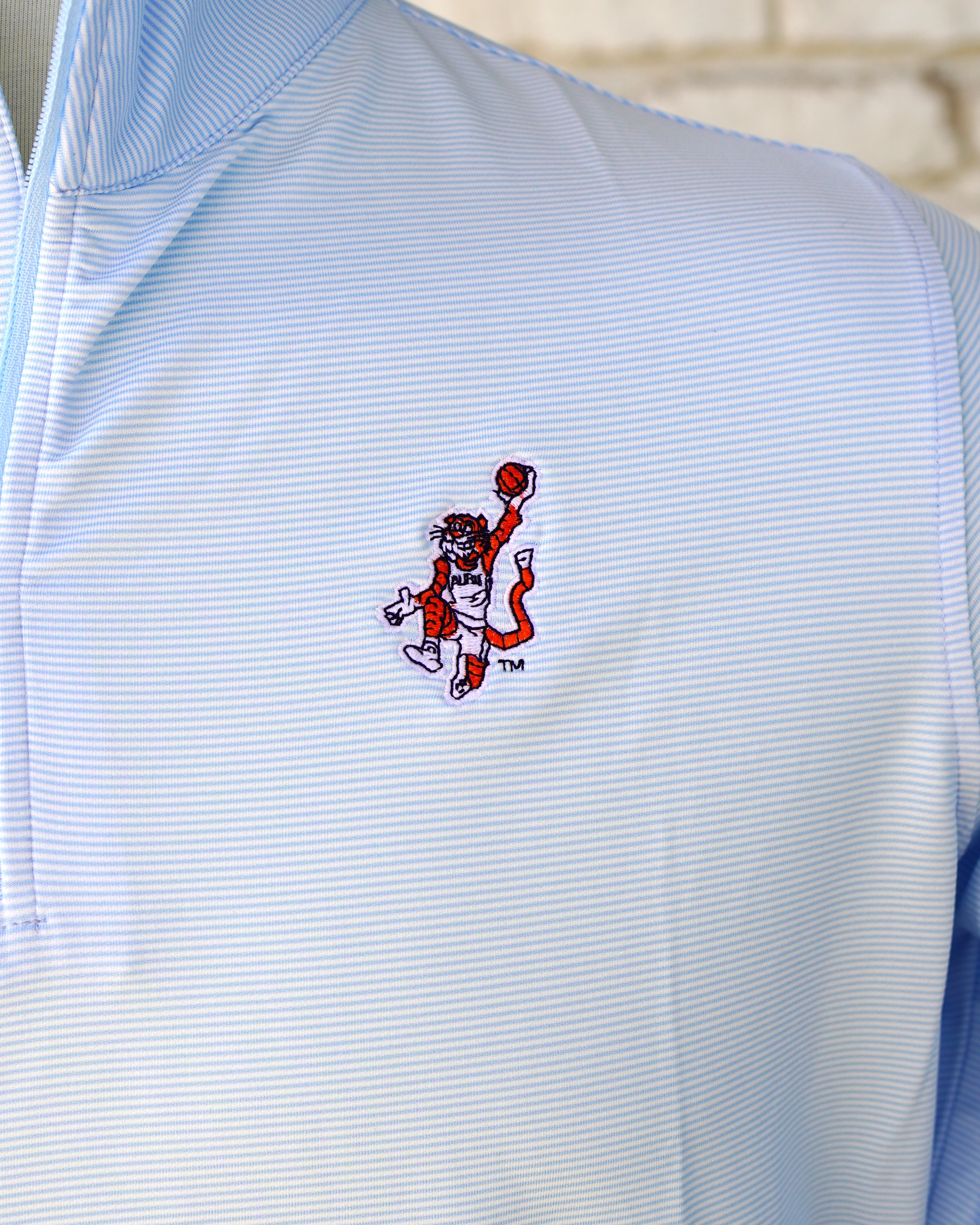 Auburn University Light Blue ¼ Zip with the Original Aubie basketball logo embroidery