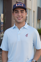 Auburn University Light Blue Men’s Stripe Polo with the Original Aubie Basketball Logo embroidery