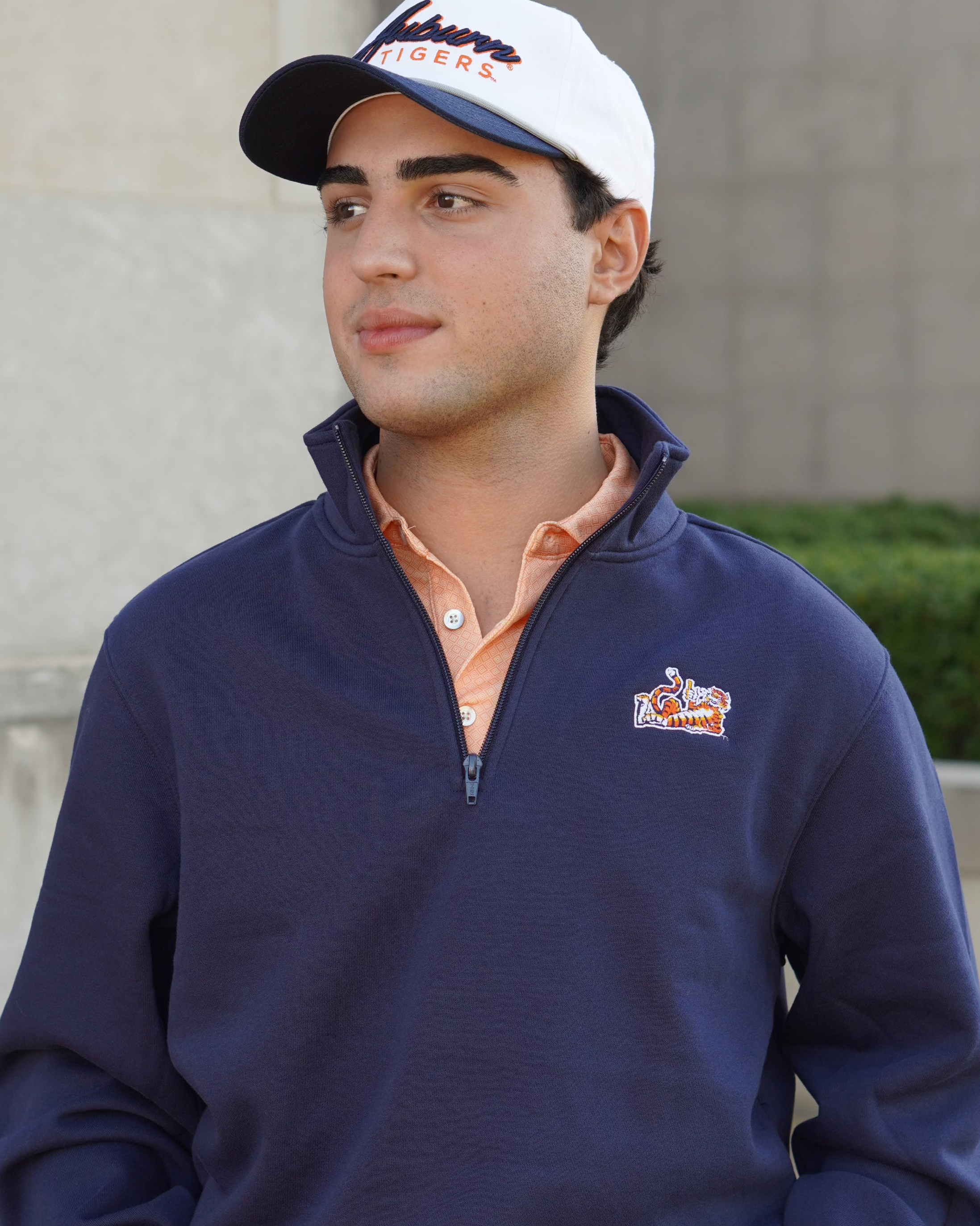 Auburn University Navy ¼ Zip Sweatshirt with Original Aubie Logo Embroidery