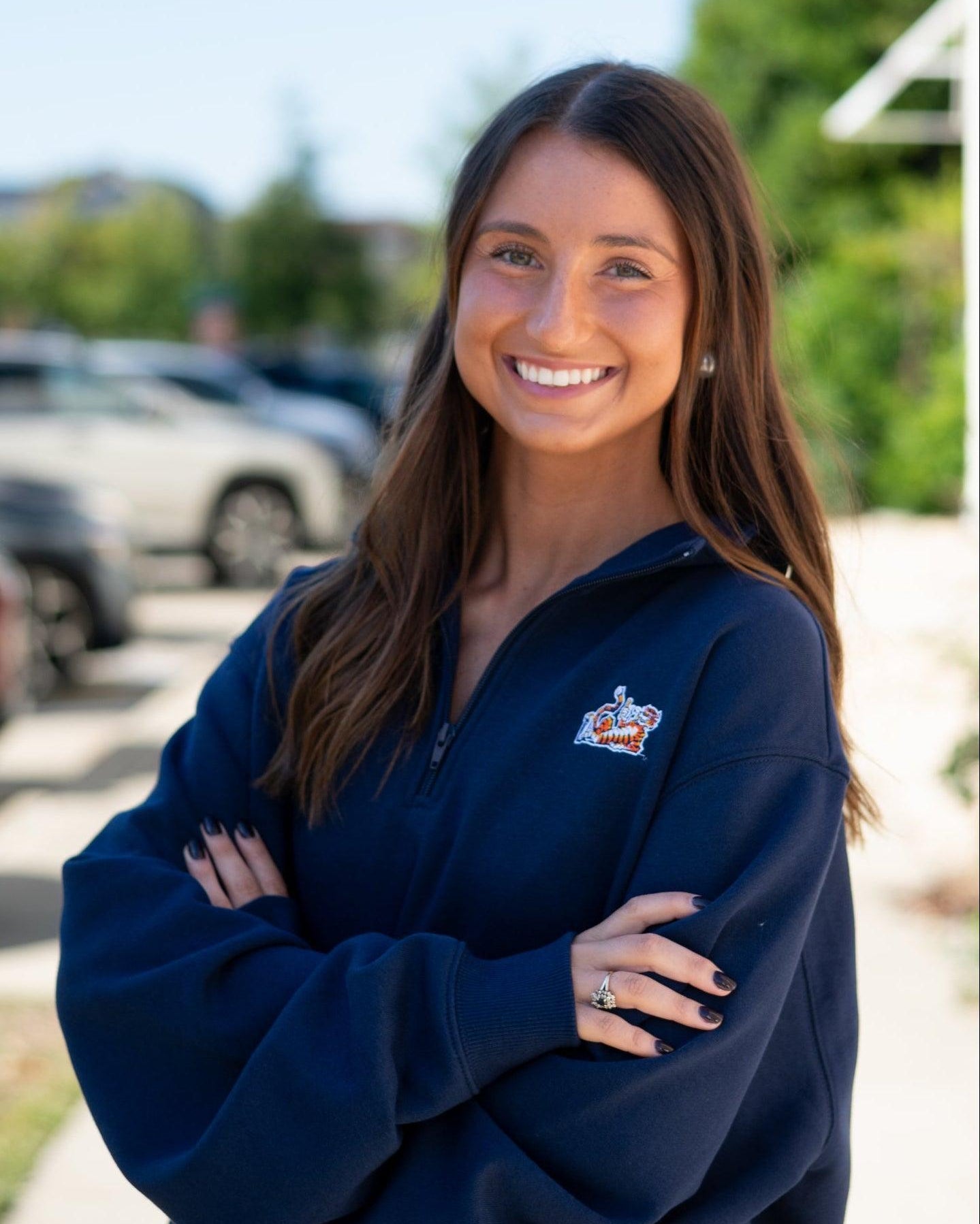 Auburn University Navy ¼ Zip Sweatshirt with Original Aubie Logo Embroidery