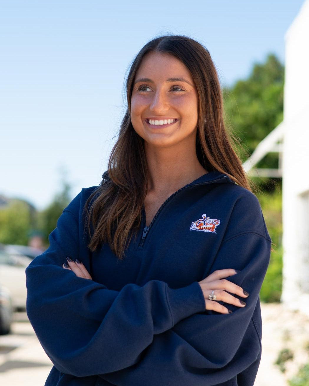 Auburn University Navy ¼ Zip Sweatshirt with Original Aubie Logo Embroidery