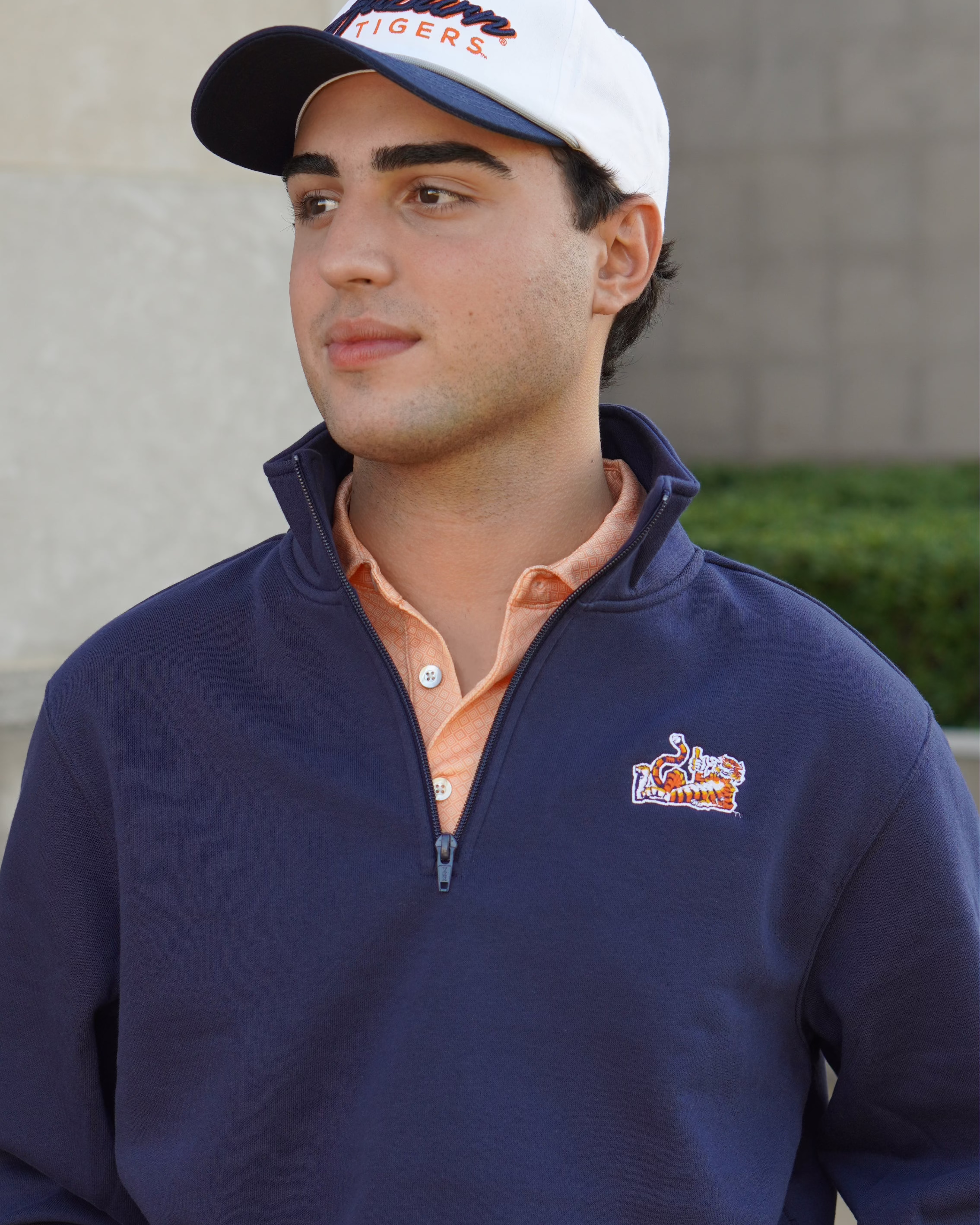 Auburn University Navy ¼ Zip Sweatshirt with Original Aubie Logo Embroidery
