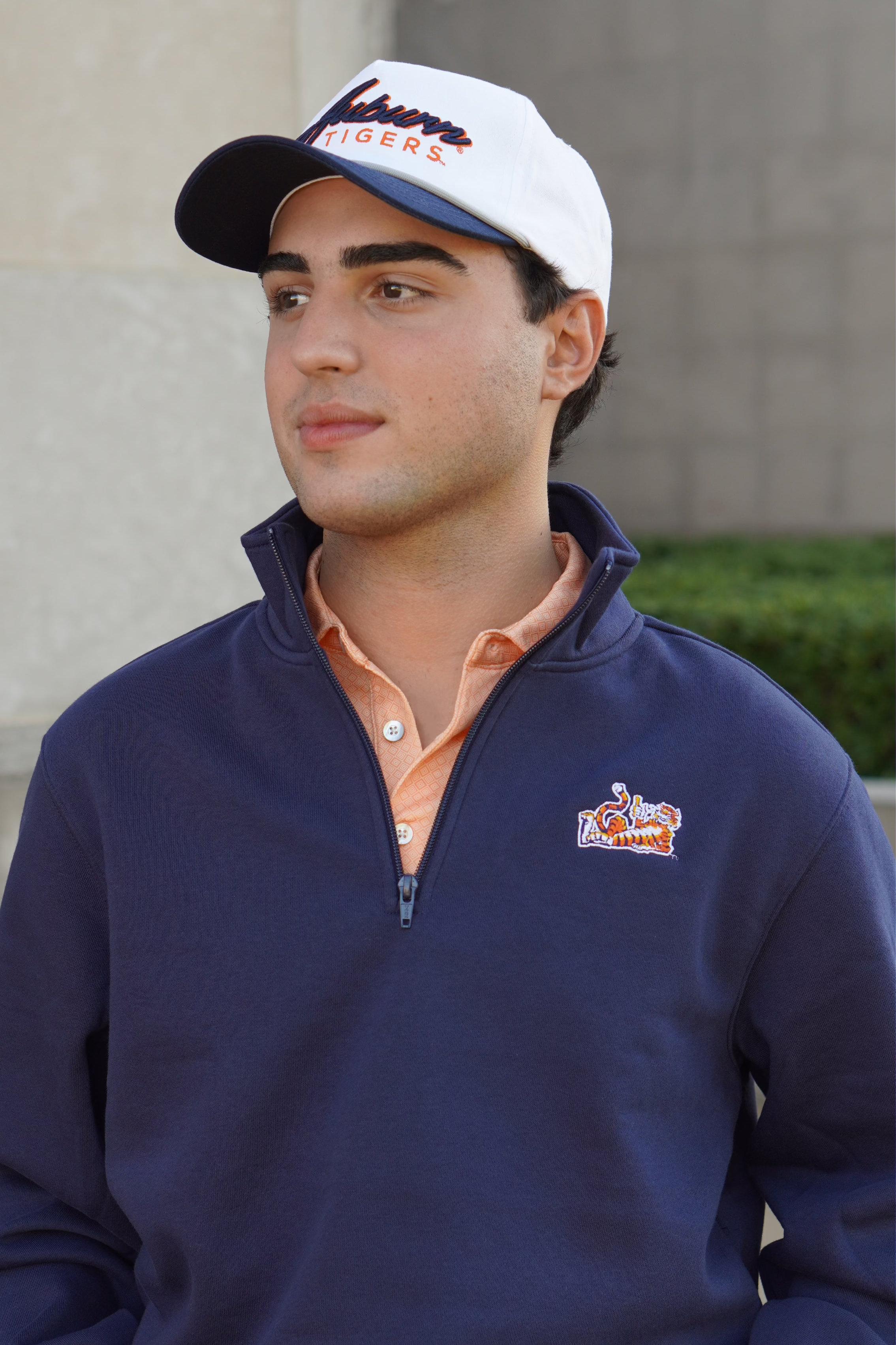 Auburn University Navy ¼ Zip Sweatshirt with Original Aubie Logo Embroidery