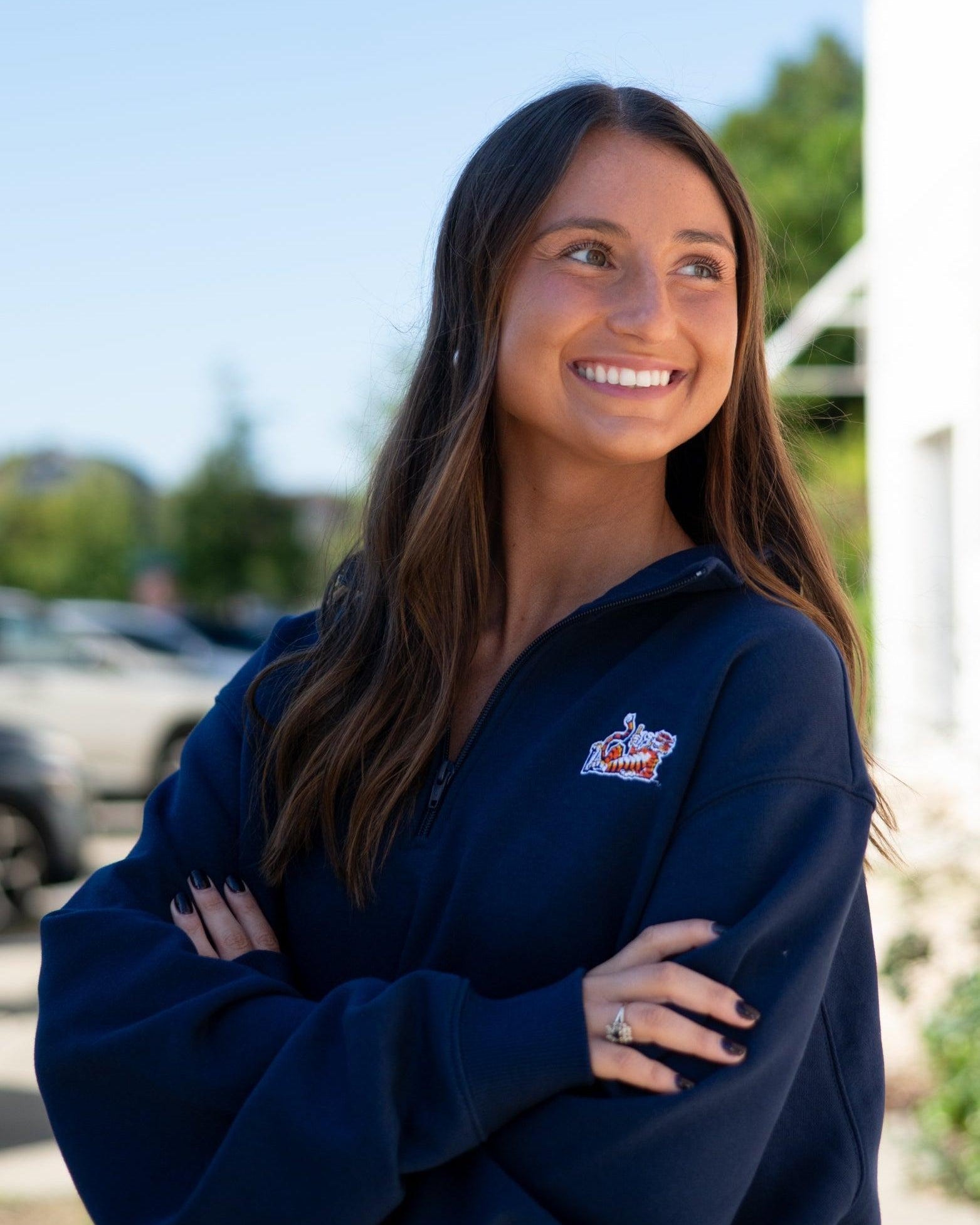 Auburn University Navy ¼ Zip Sweatshirt with Original Aubie Logo Embroidery